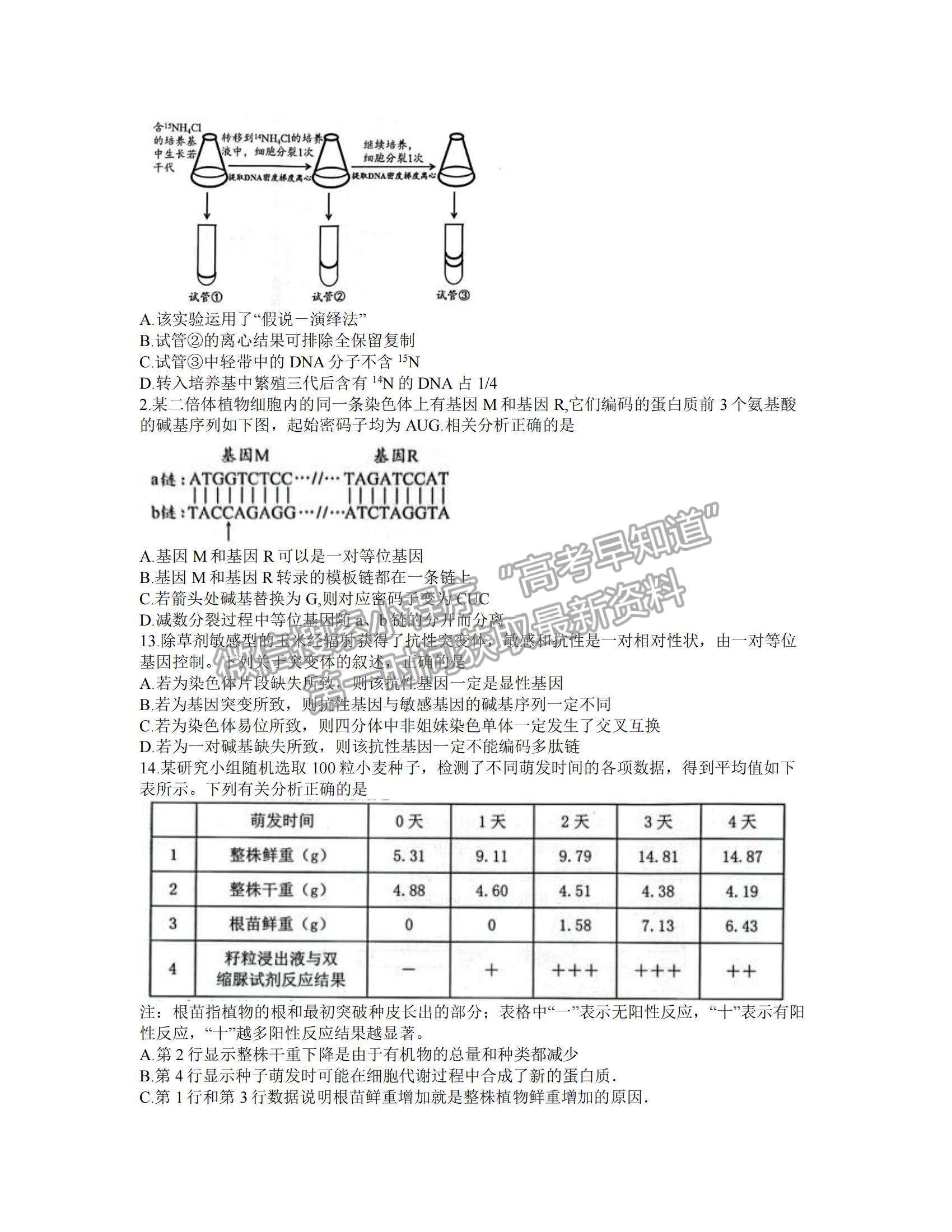 2022江蘇省揚州市高三上學期期中考試生物試題及參考答案