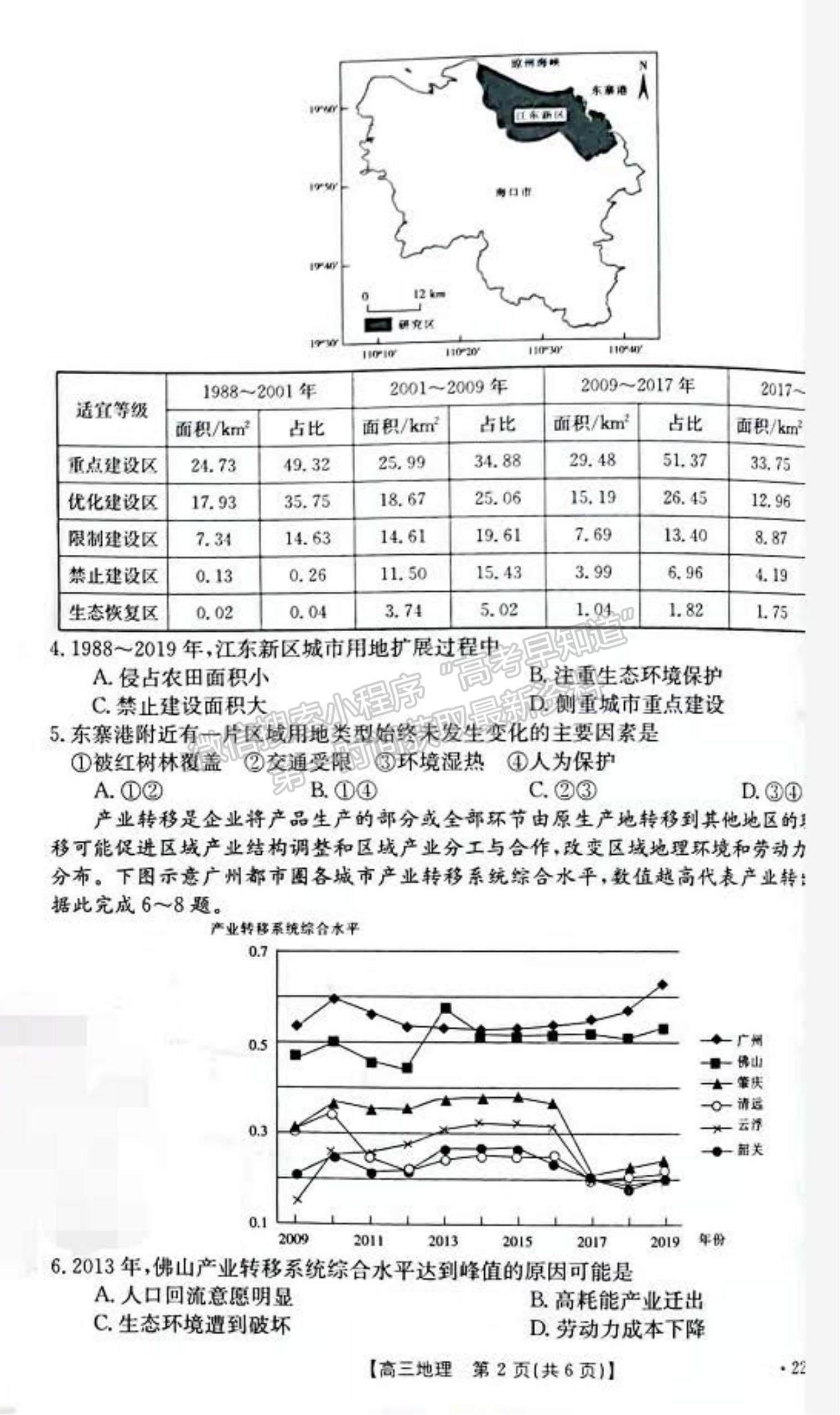 2022吉林省白山市高三上學(xué)期期末地理試題及參考答案