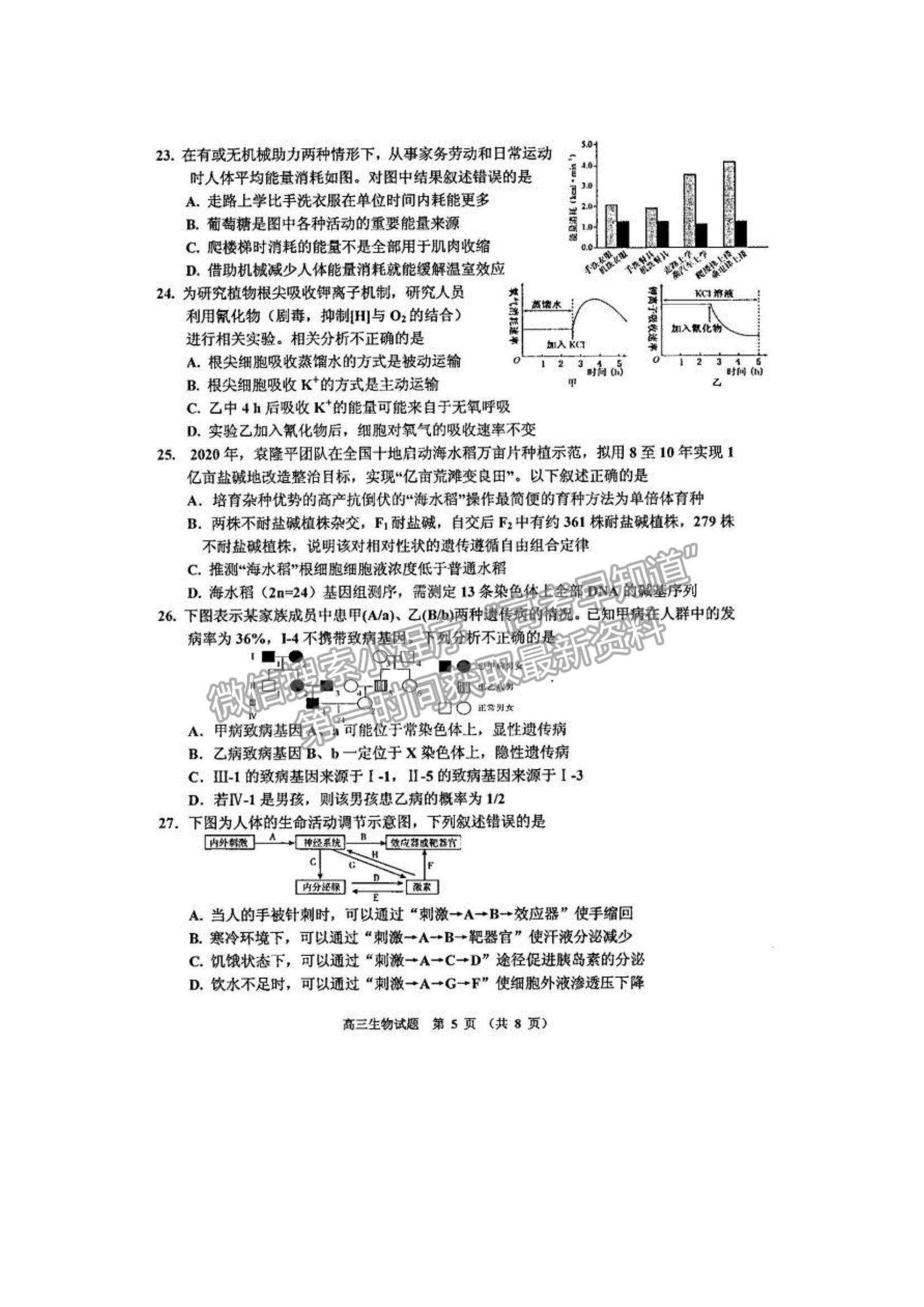 2022吉林省吉林市二調生物試題及參考答案