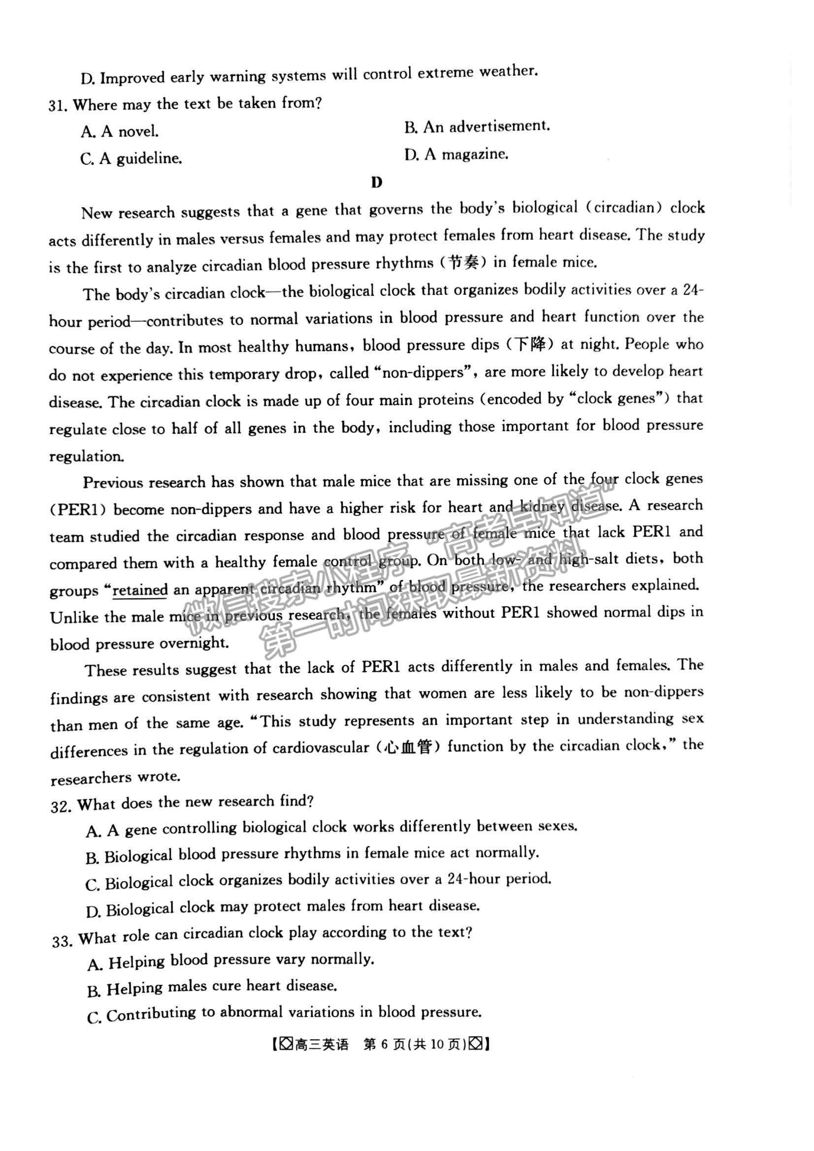 2022陜西省商洛市高三上學(xué)期期末教學(xué)質(zhì)量檢測英語試題及參考答案