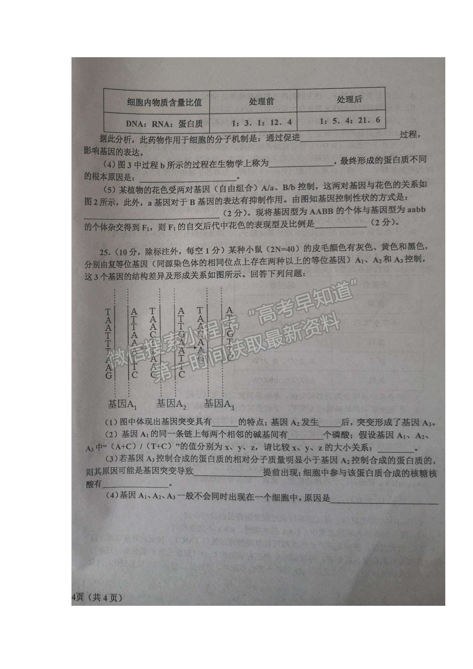 2022辽宁省辽东南协作体高三上学期期中考试生物试题及参考答案