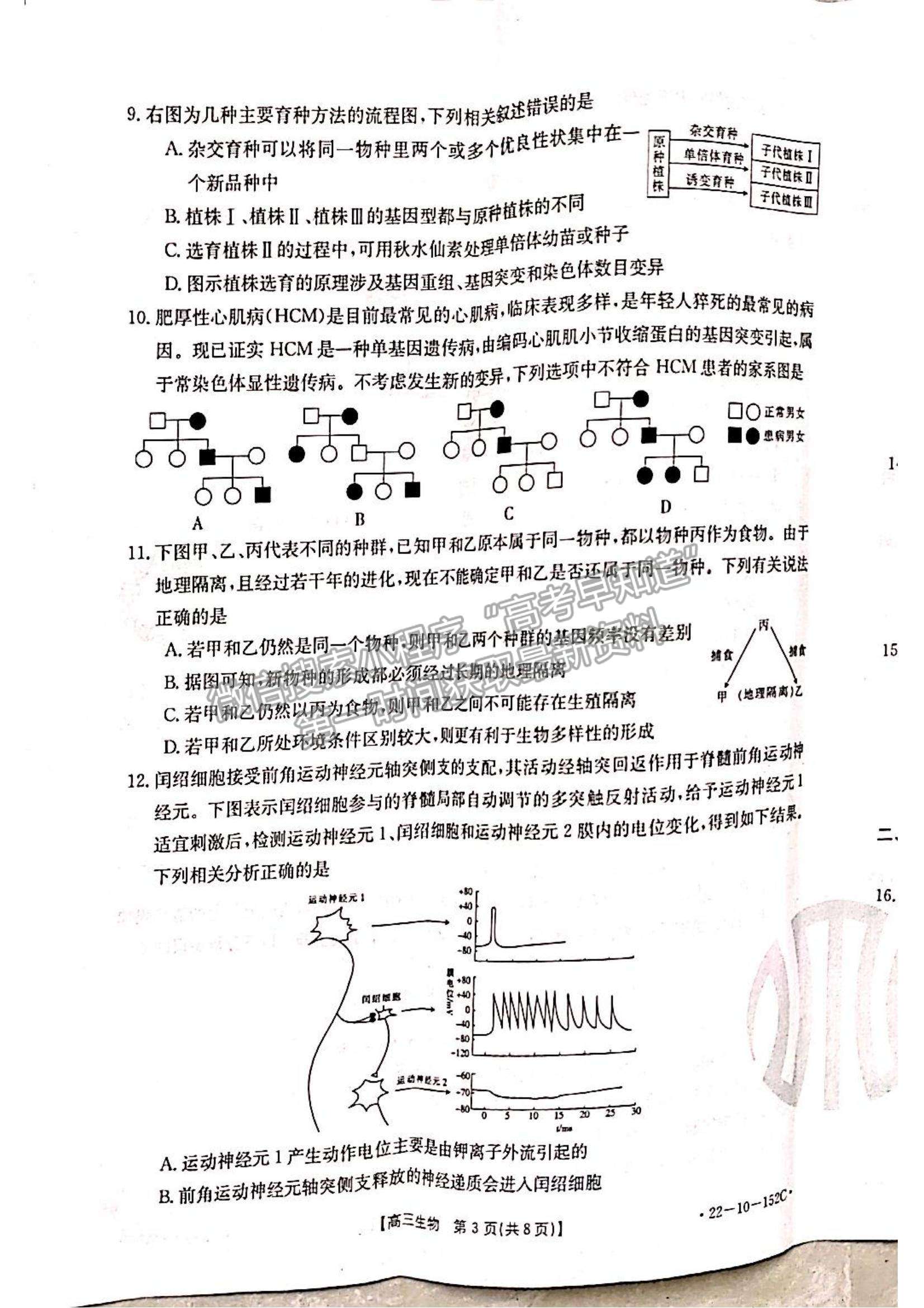 2022遼寧省葫蘆島市協(xié)作校高三11月第二次聯(lián)考（22-10-152C）生物試題及參考答案