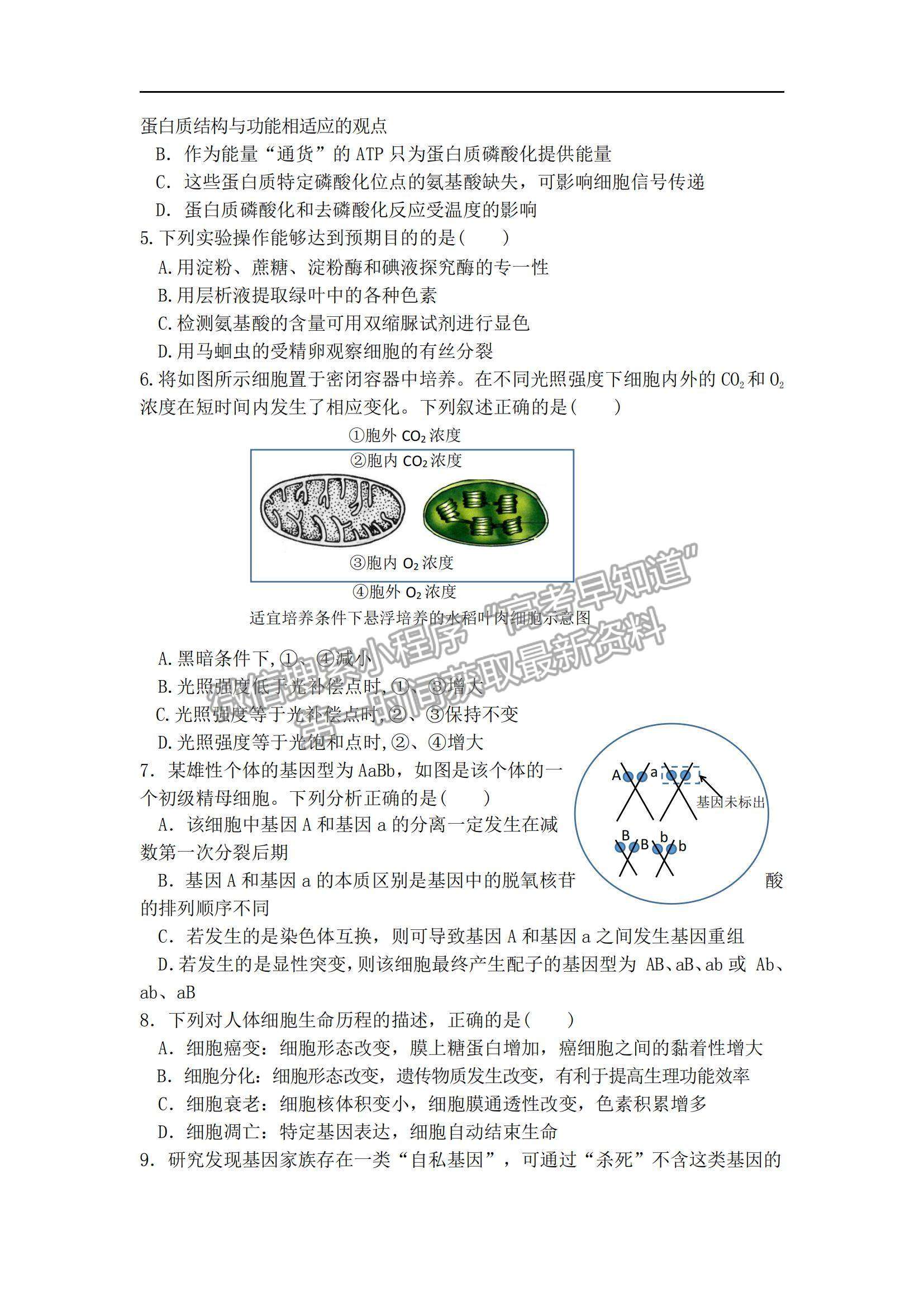 2022遼寧六校高三上學期期中聯考生物試題及參考答案