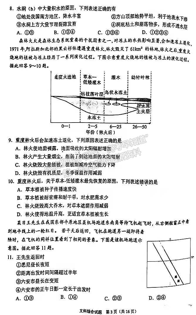 2022安徽六安市省示范高中高三質(zhì)檢（皖西聯(lián)盟）文綜試卷及答案