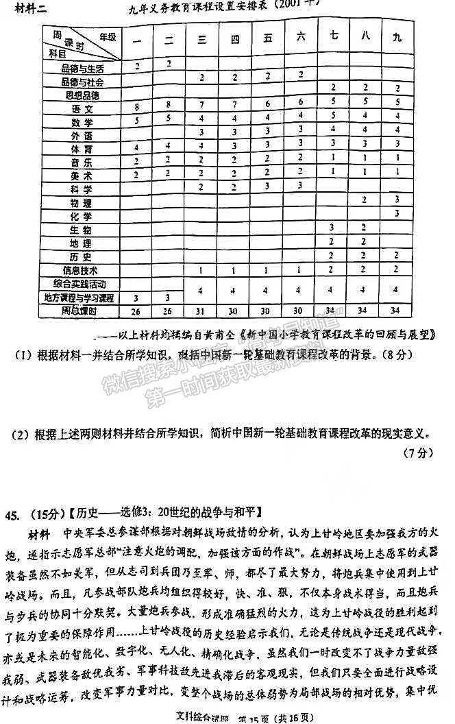 2022安徽六安市省示范高中高三質(zhì)檢（皖西聯(lián)盟）文綜試卷及答案