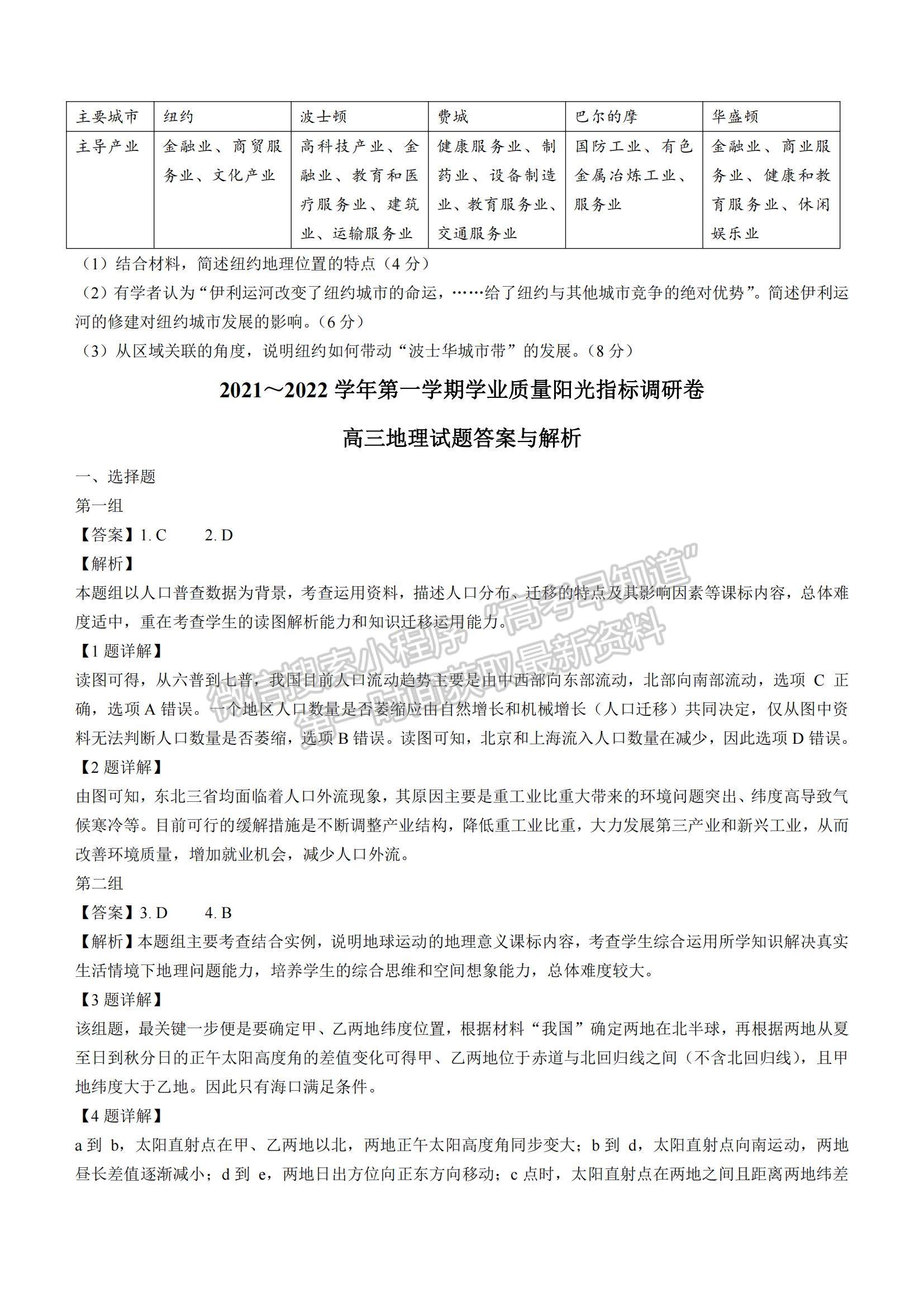 2022江蘇省蘇州市高三上學(xué)期學(xué)業(yè)質(zhì)量陽光指標(biāo)調(diào)研地理試題及參考答案