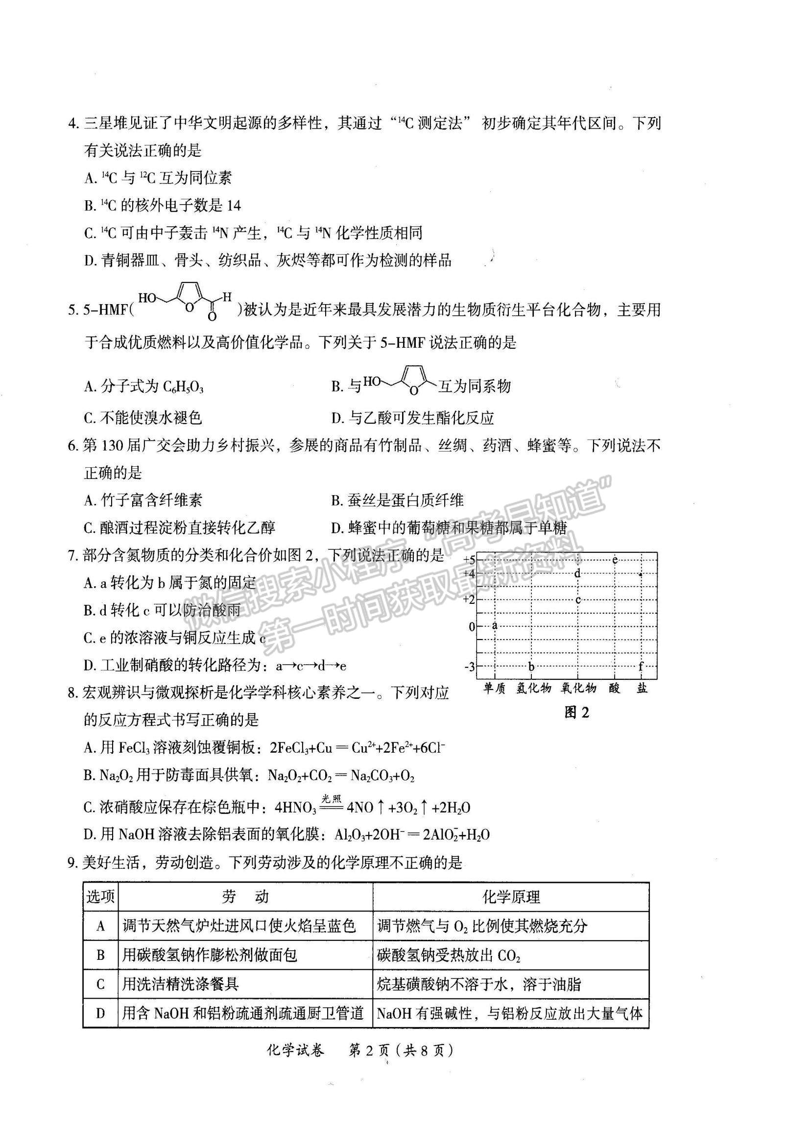 2022廣東省茂名市高三一?；瘜W(xué)試題及參考答案