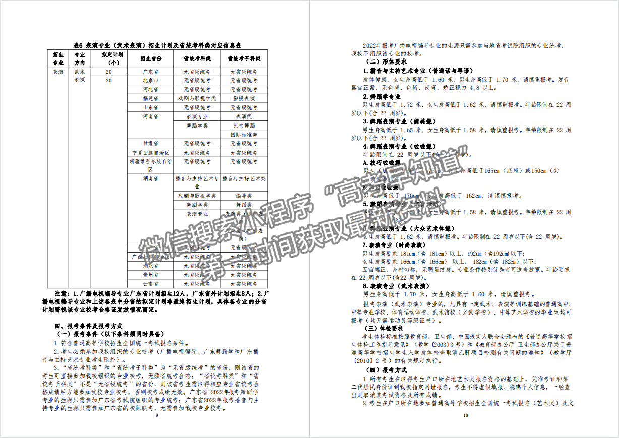 廣州體育學院2022年藝術類專業(yè)招生簡章