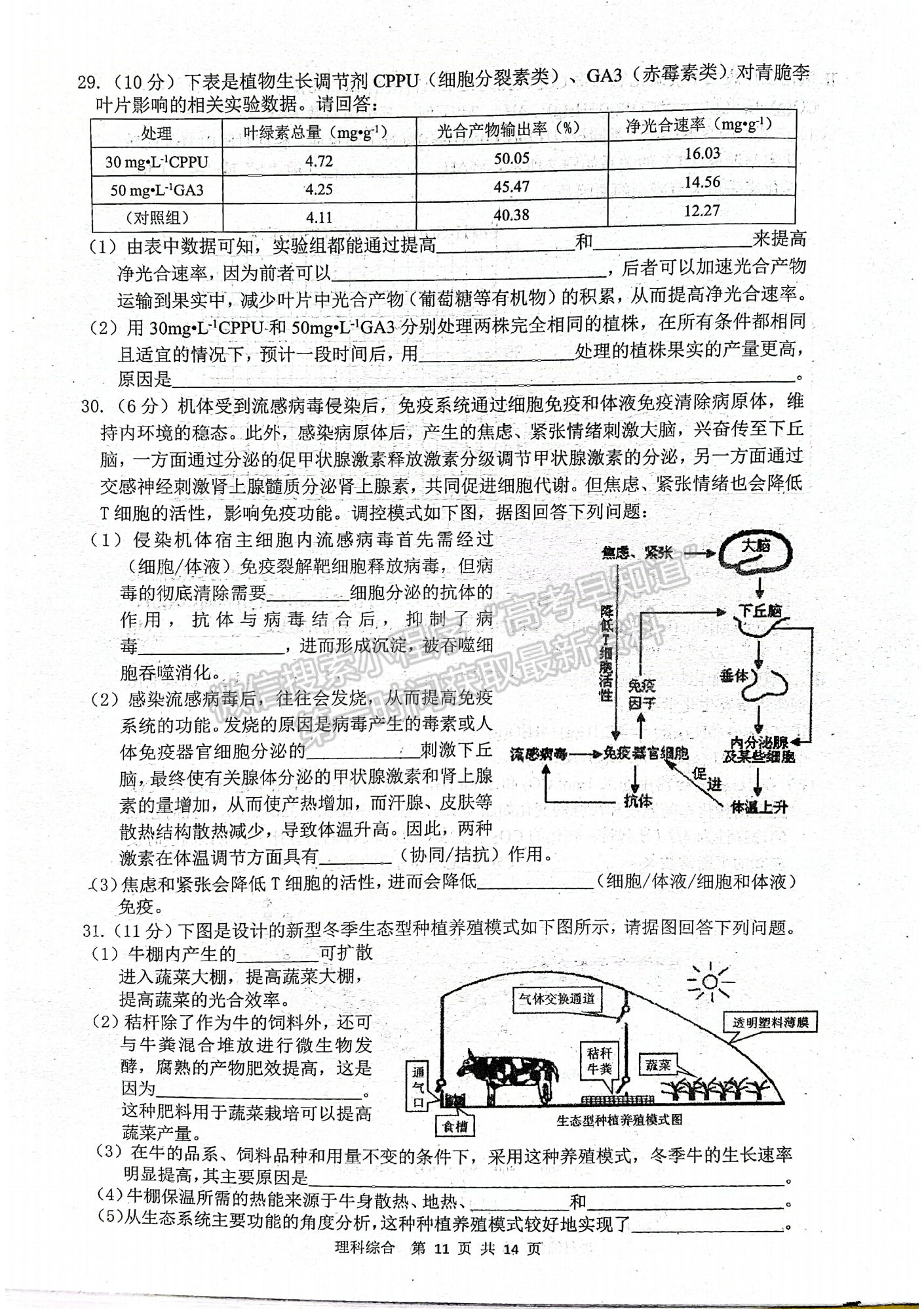 2022安徽六校教育研究會(huì)高三第二次教學(xué)質(zhì)量檢測理綜試卷及答案