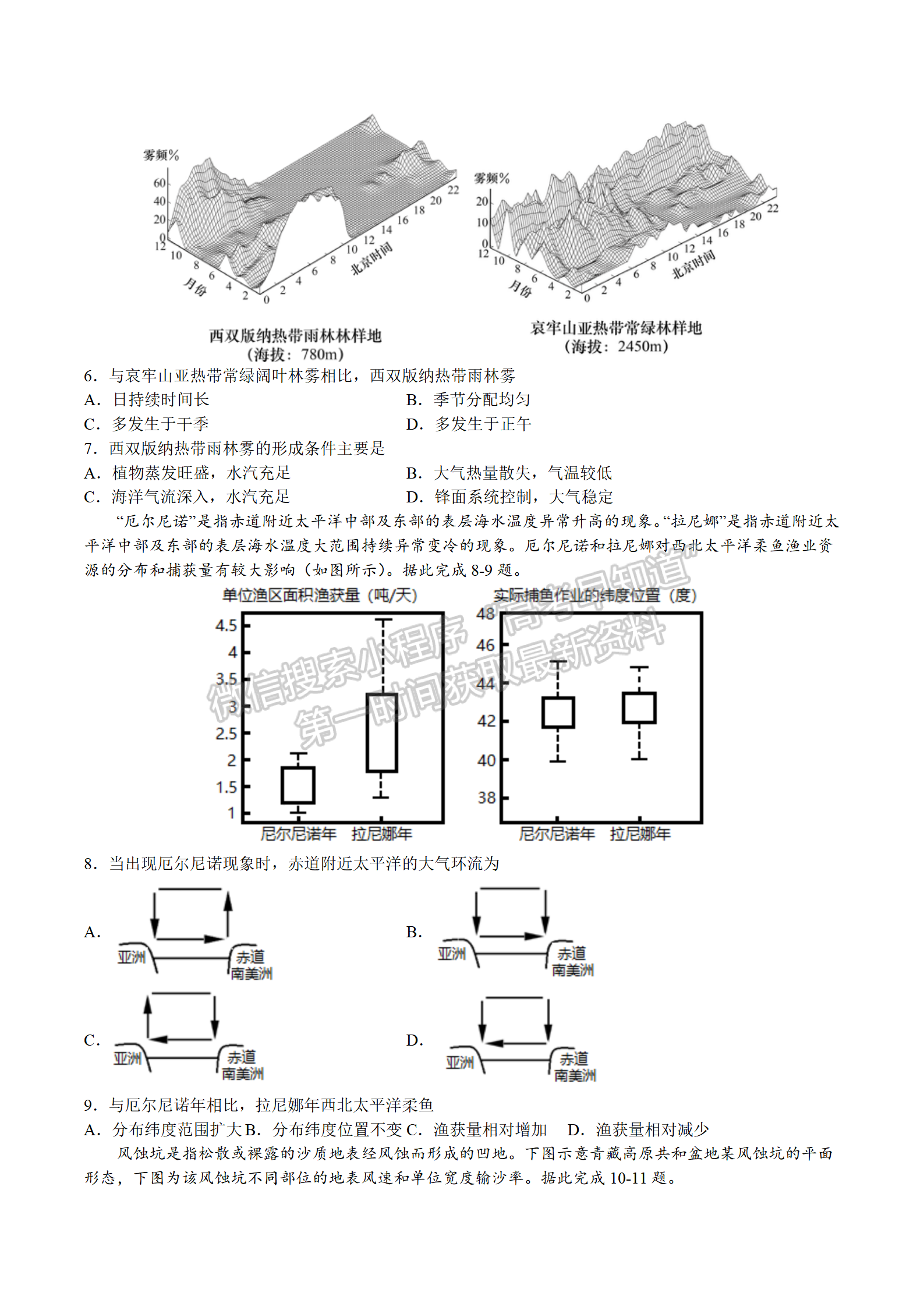 2022屆江蘇省南京市金陵中學高三2月月考地理試題及答案