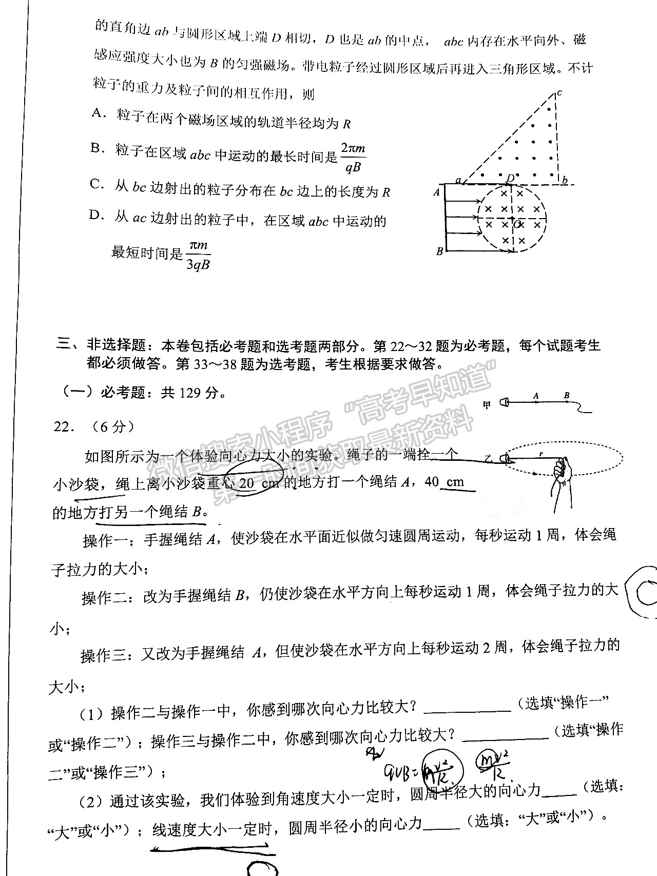 2022四川省2019級高中畢業(yè)班診斷性檢測理科綜合試題及答案