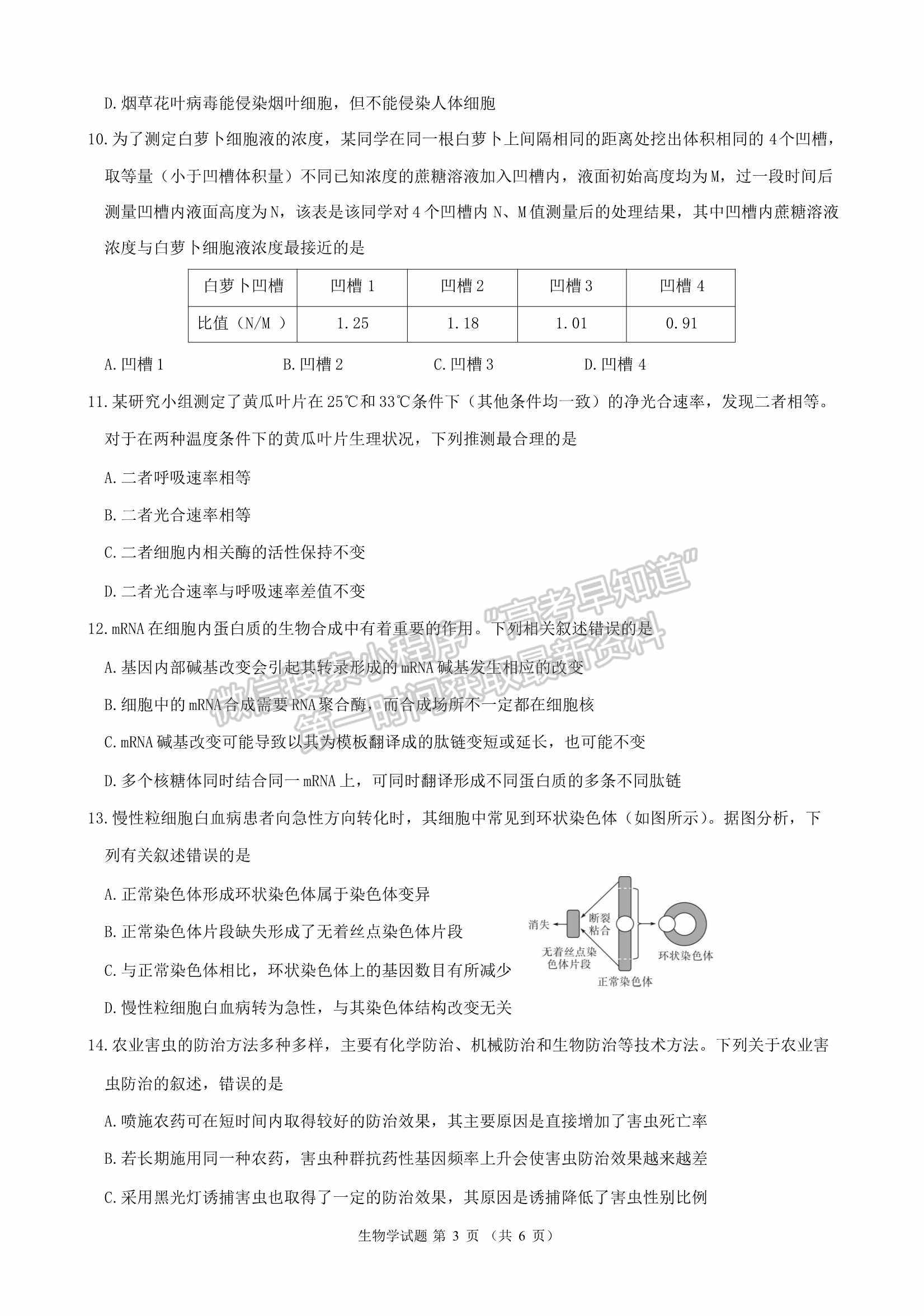 2022華大新高考聯(lián)盟開(kāi)學(xué)考試收心卷（湖北卷）生物試卷及答案