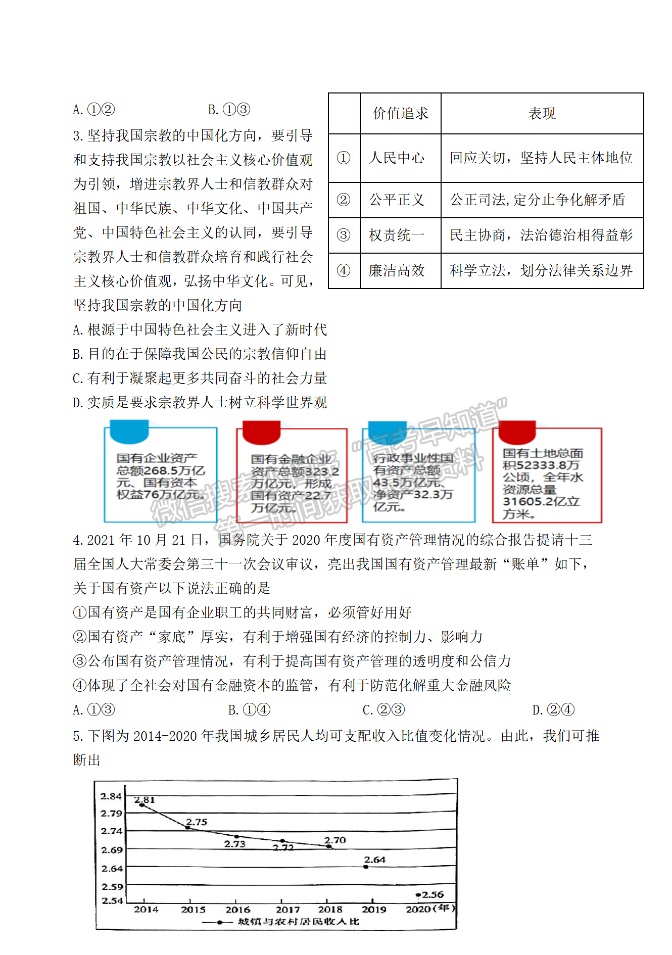 2022屆江蘇揚(yáng)州高郵市高三下學(xué)期期初學(xué)情調(diào)研政治試題及答案