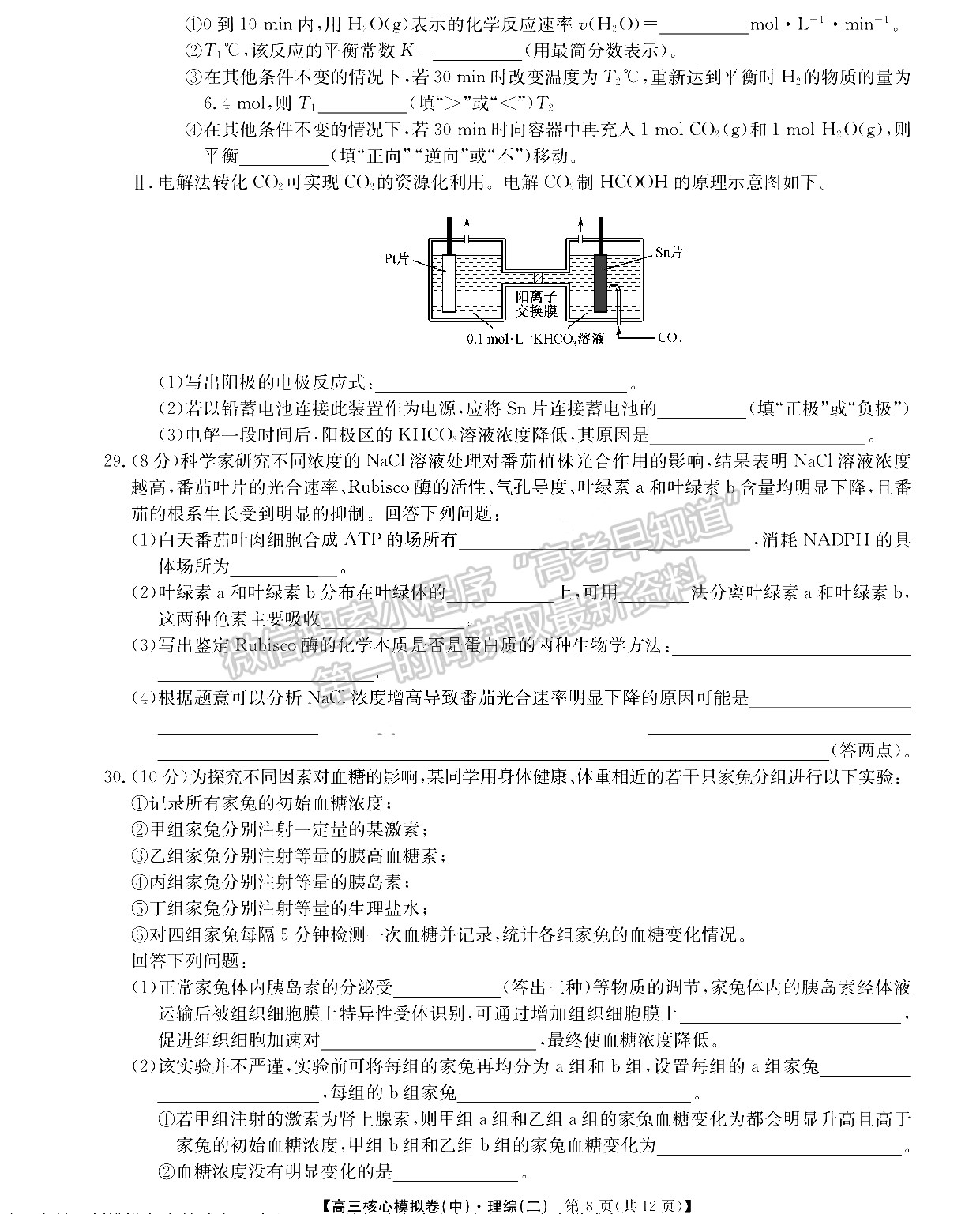 2022江西南昌高三下學(xué)期核心模擬卷（中）理綜試卷及參考答案