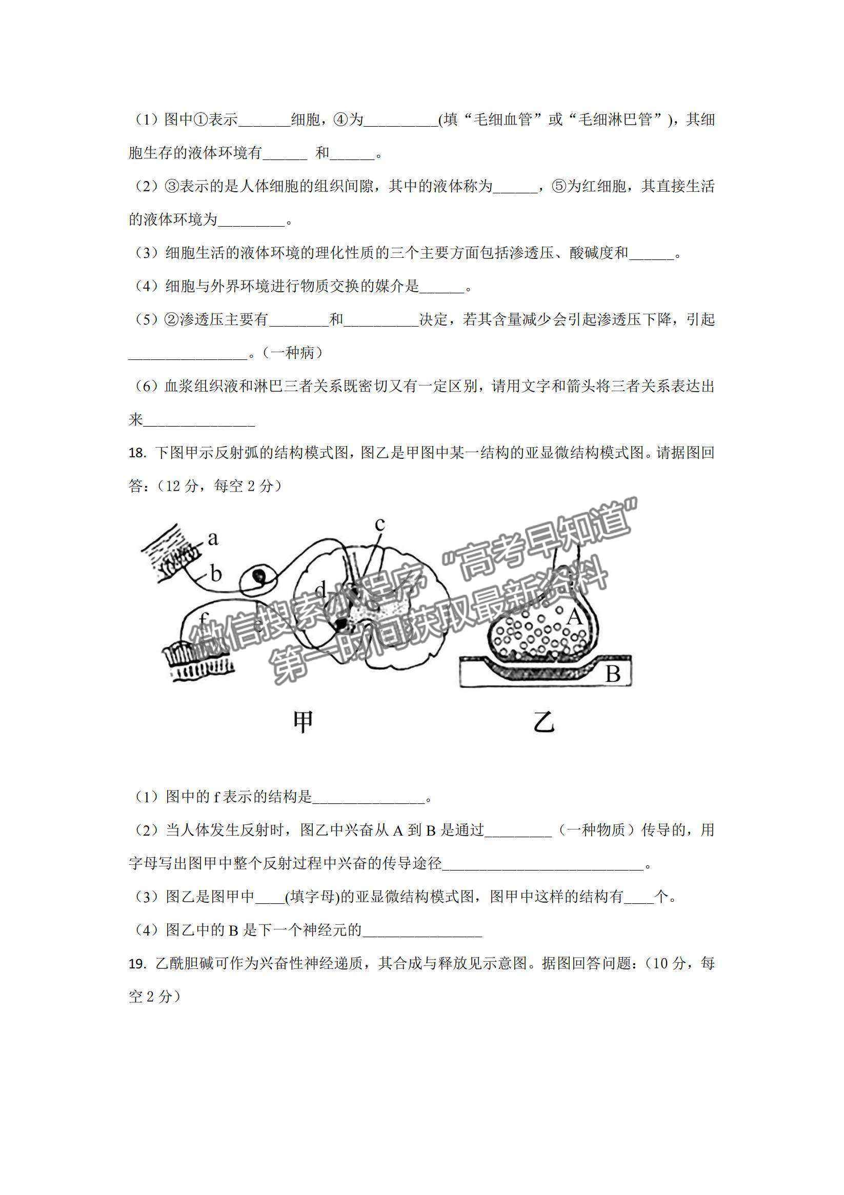 2022湖南省懷化市第五中學高二上學期期中考試生物試題及參考答案