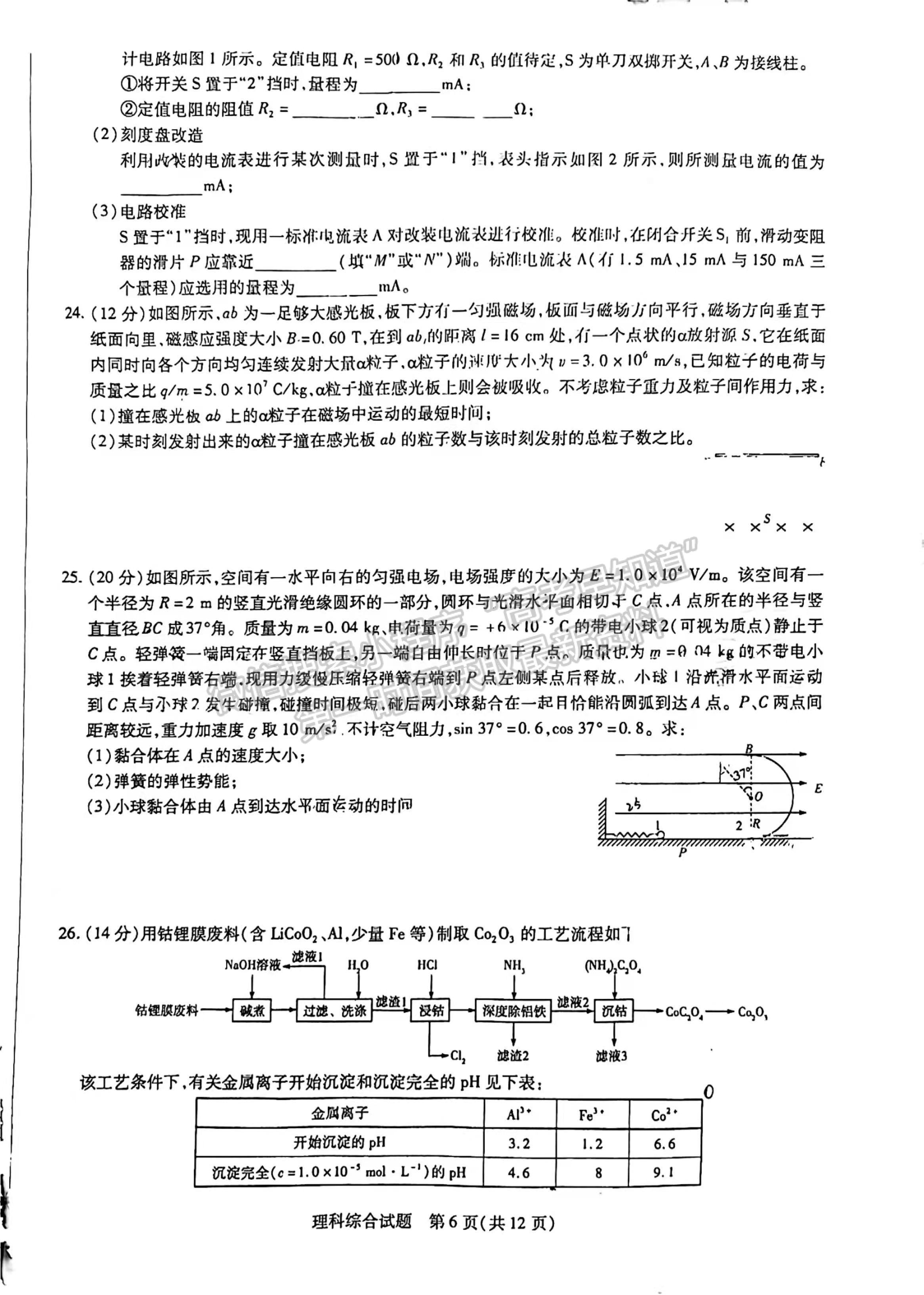 2022河南許昌二模理綜試題及參考答案