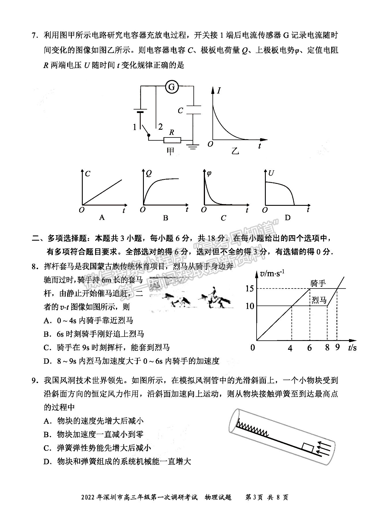 2022深圳一模物理試題及參考答案