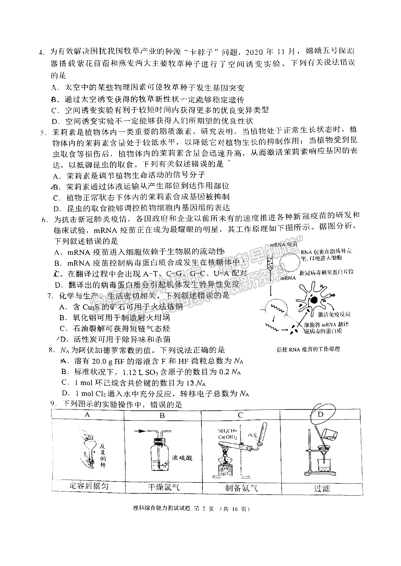 2022蓉城名校聯(lián)盟2019級高三第二次聯(lián)考理科綜合試題