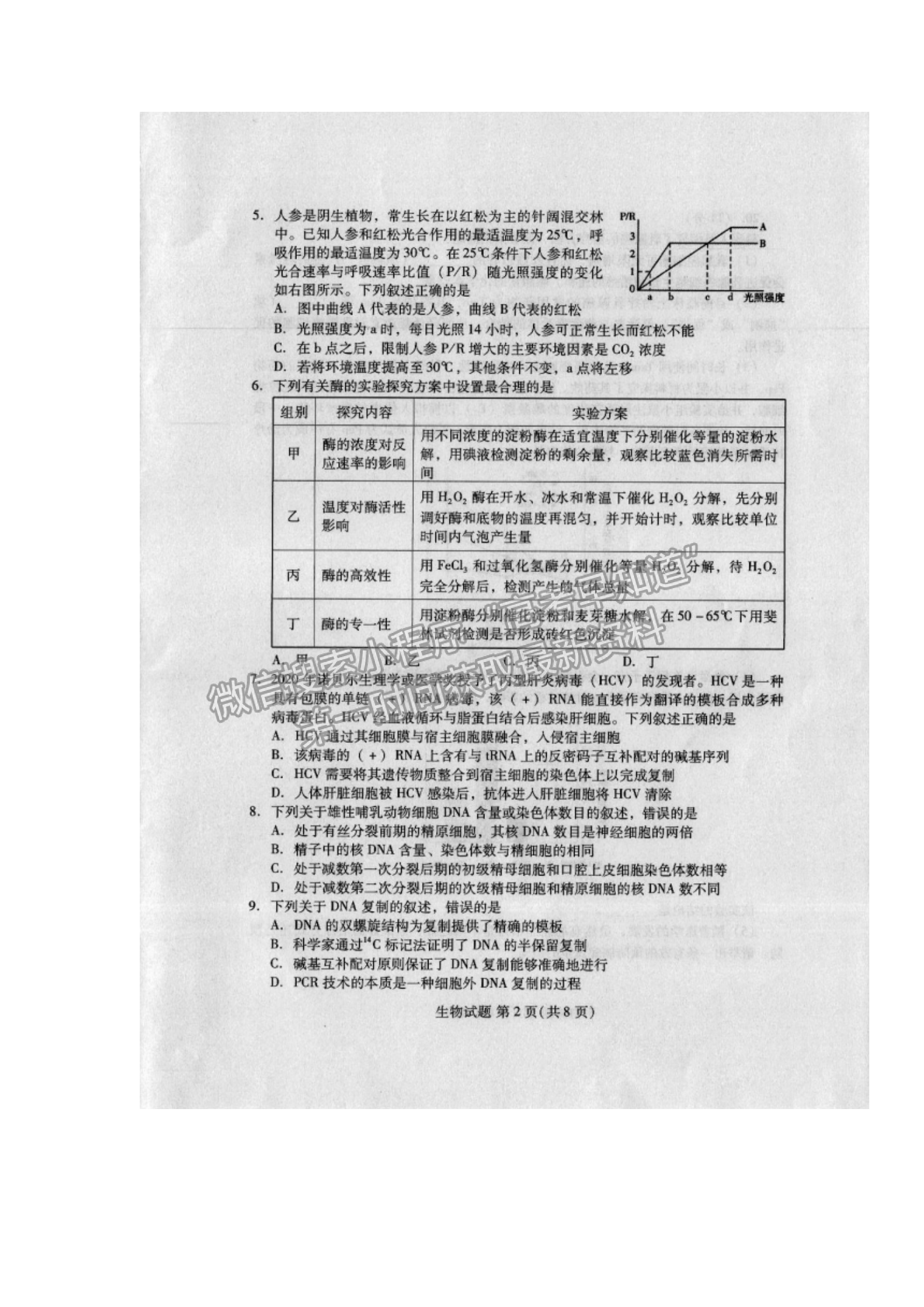 生物-2022年1月福建四市聯(lián)考質(zhì)檢