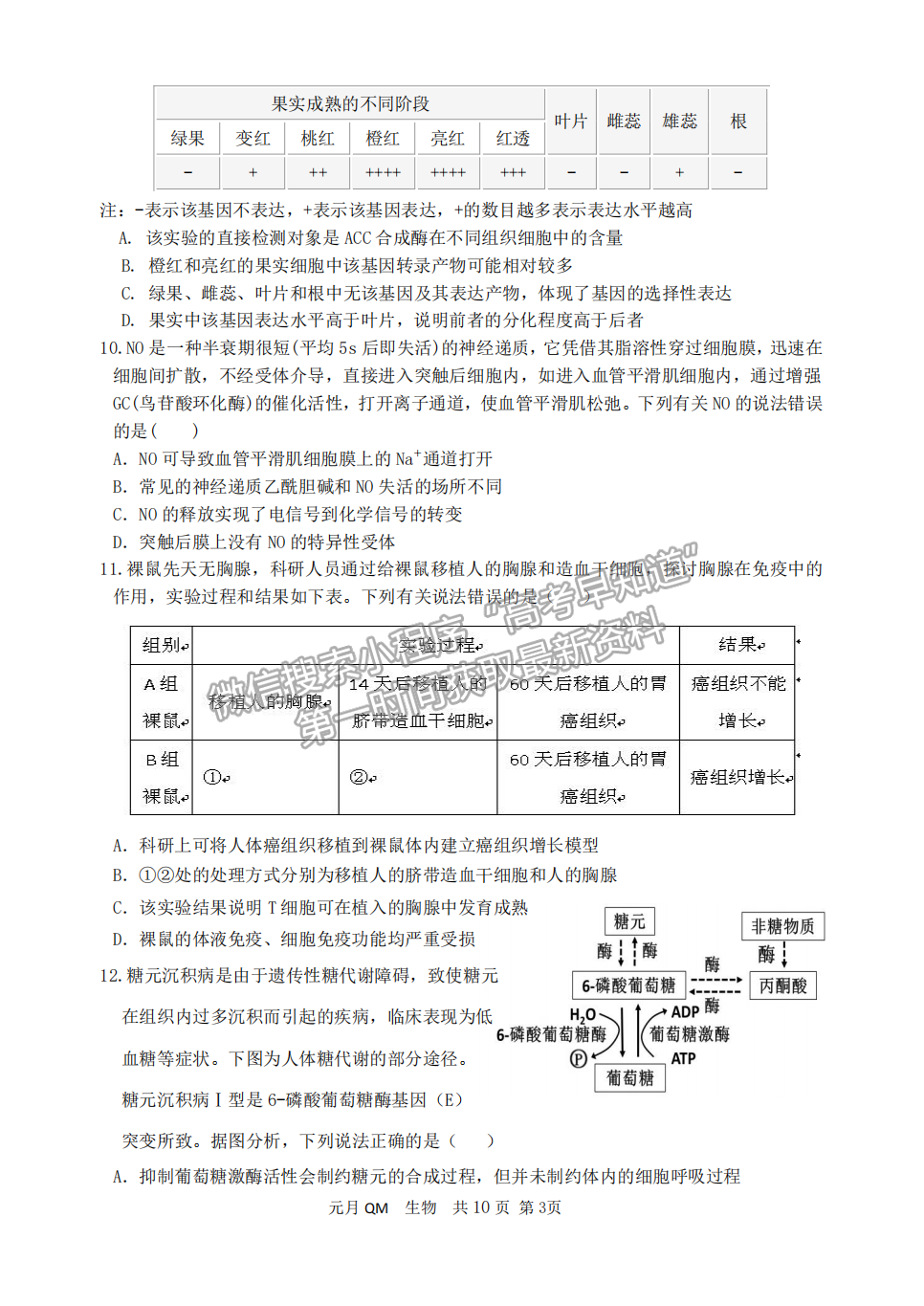 邯鄲一中2022屆高三元月調(diào)研生物試卷答案