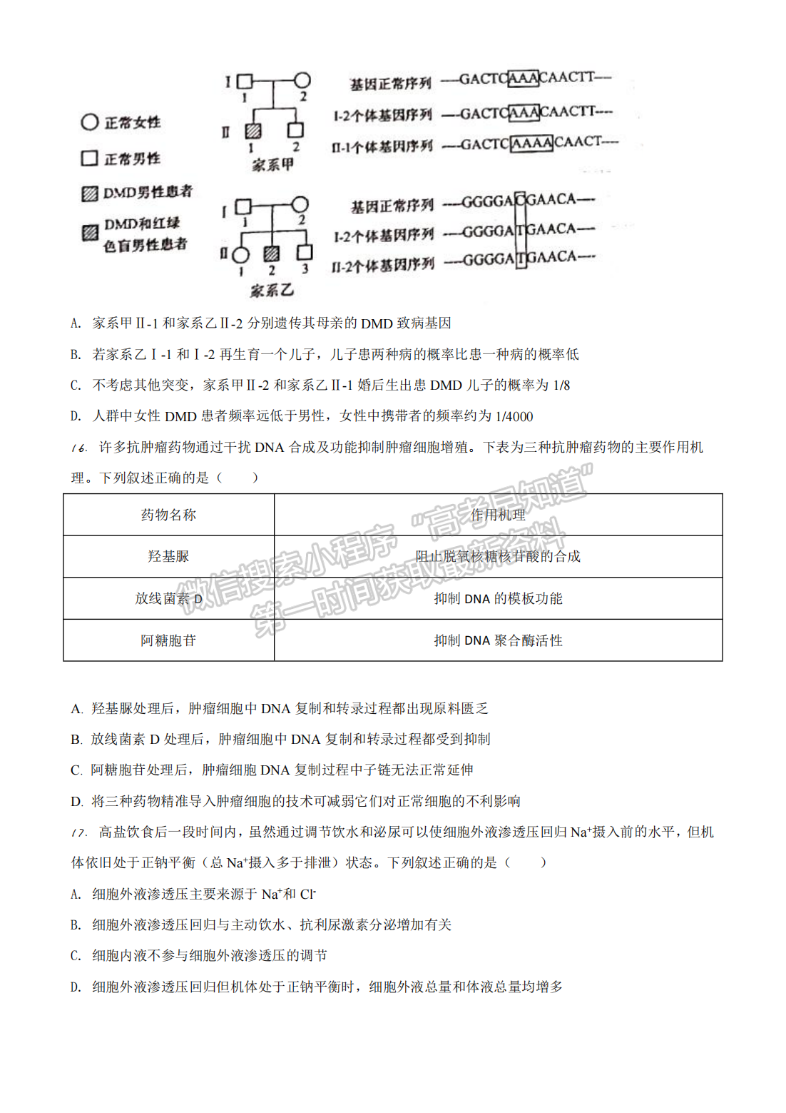 2021年河北高考生物真題