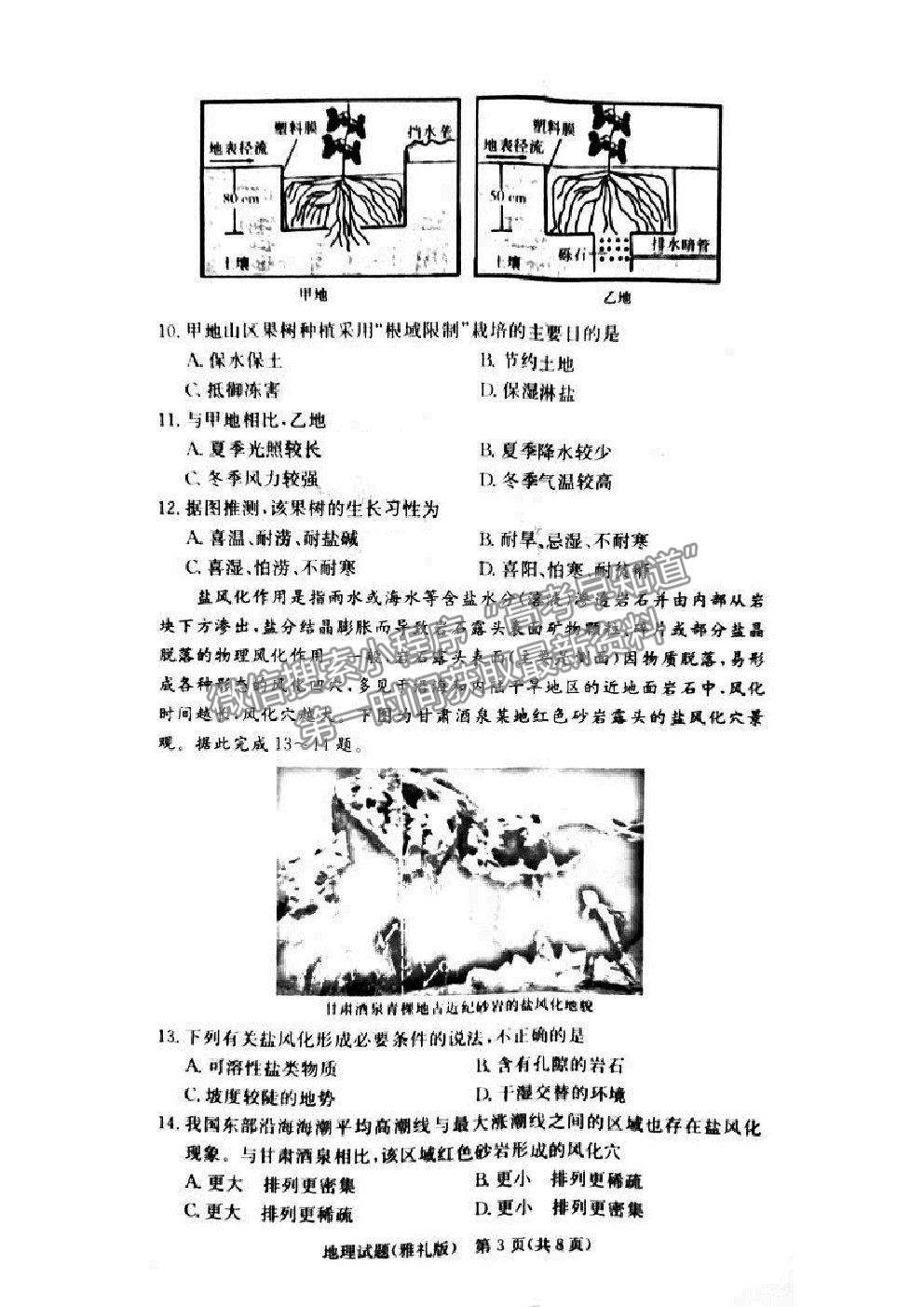 2021湖南省雅禮中學(xué)高三第5次月考地理試題及參考答案