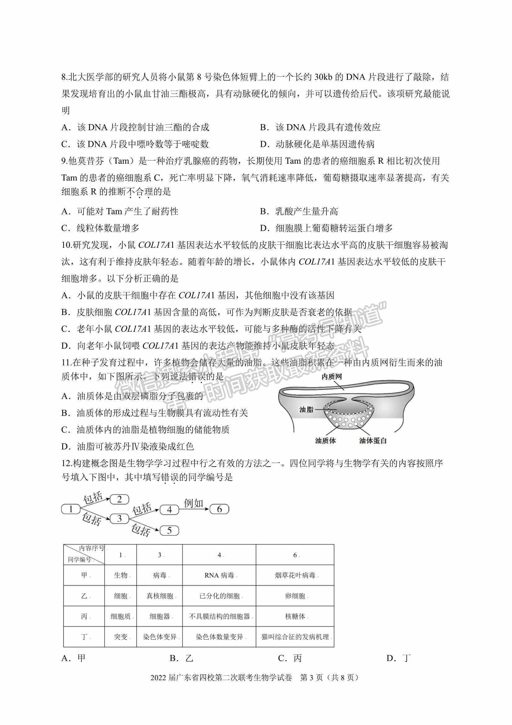 廣東?。房h東山中學(xué)+廣州五中+珠海二中+佛山三中）四校2021-2022學(xué)年高三第二次聯(lián)考生物試題及參考答案