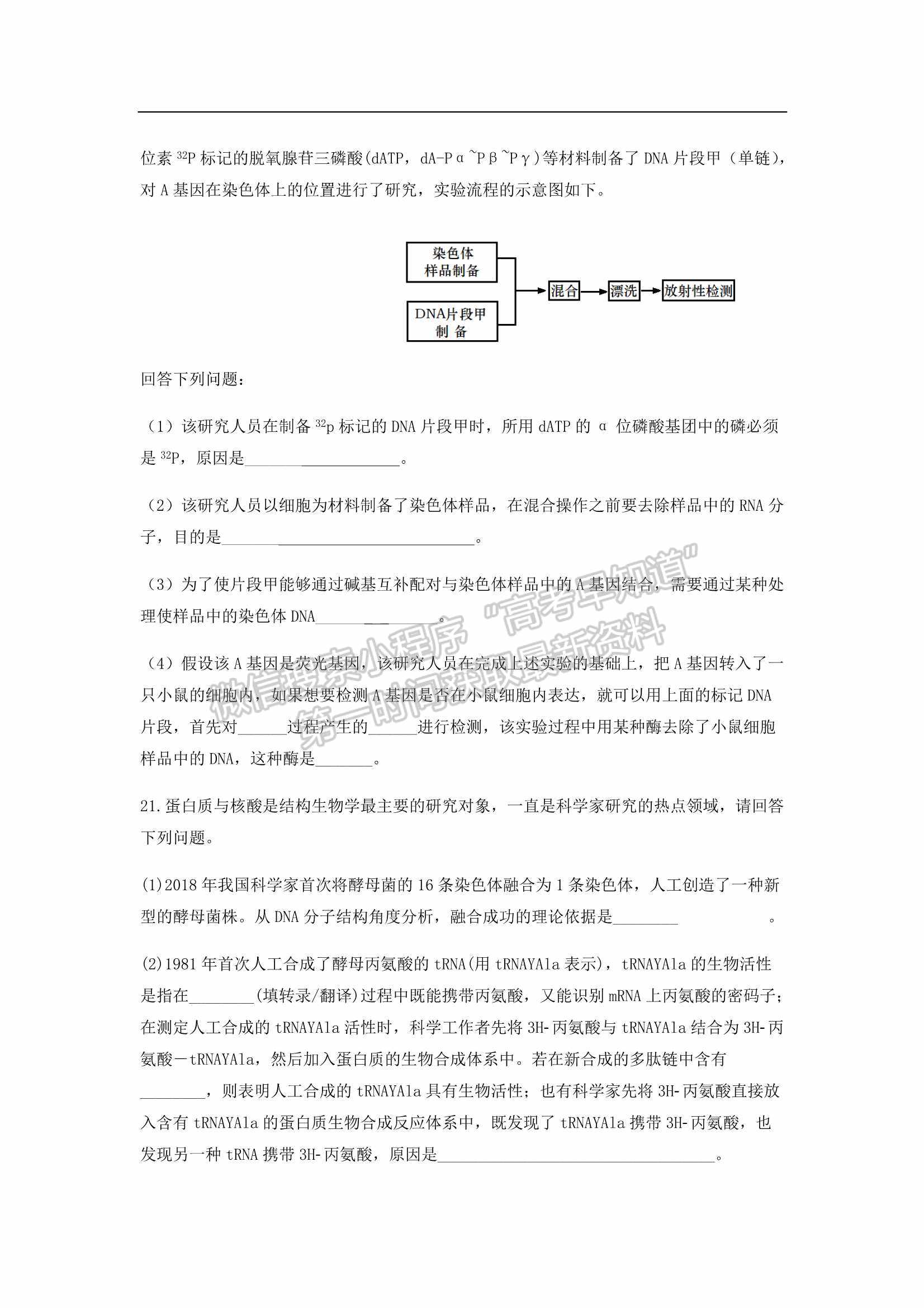 2022屆廣東省深圳外國語學(xué)校高三第二次檢測考試生物試卷及參考答案