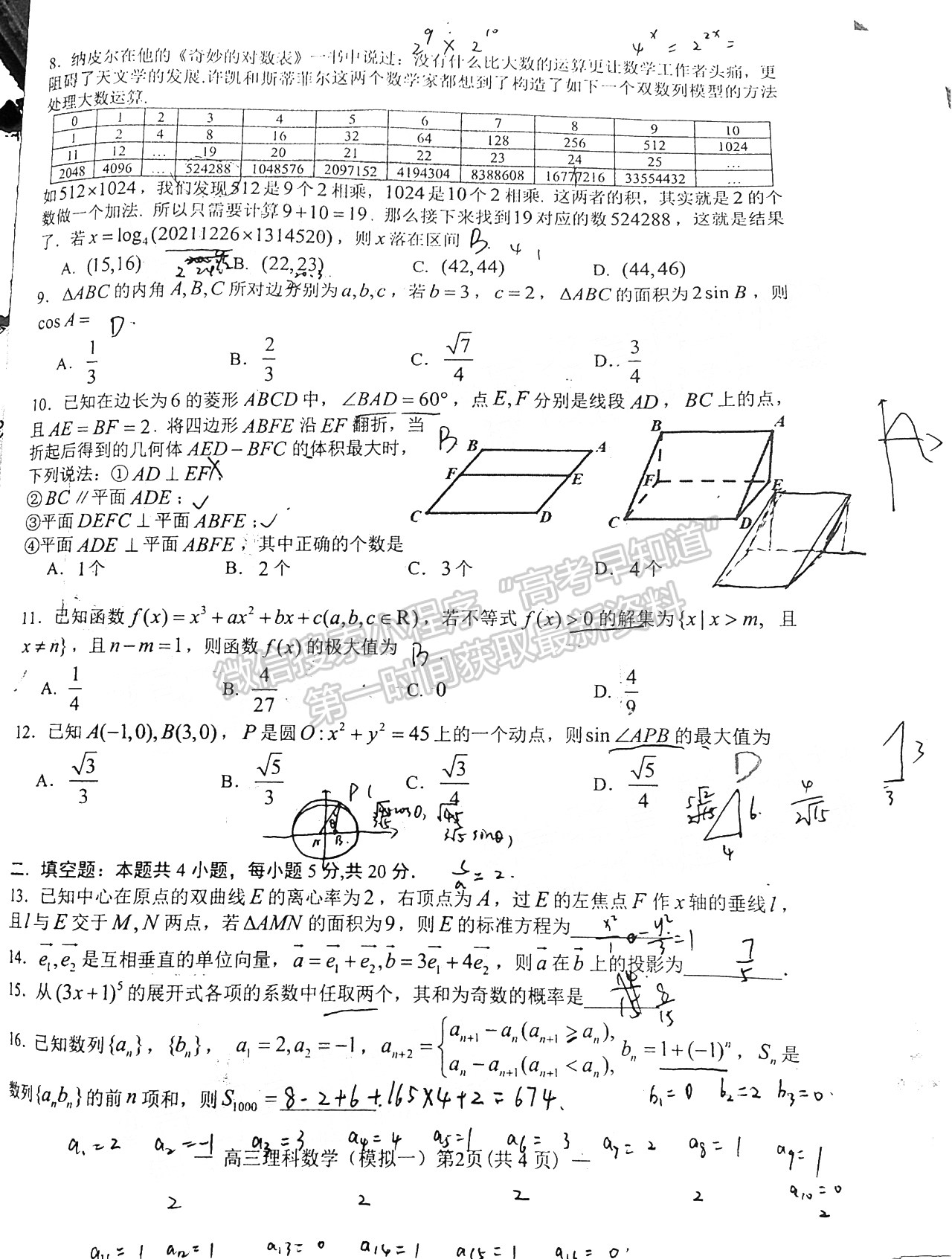 2022年江西省南昌市高三下學(xué)期一模理數(shù)試卷及參考答案 