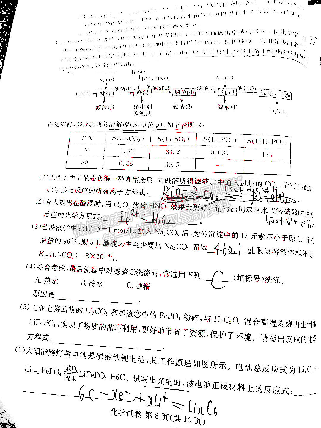 2022屆湖南新高考教學(xué)教研聯(lián)盟（五市十校）高三第一次聯(lián)考化學(xué)試題及答案