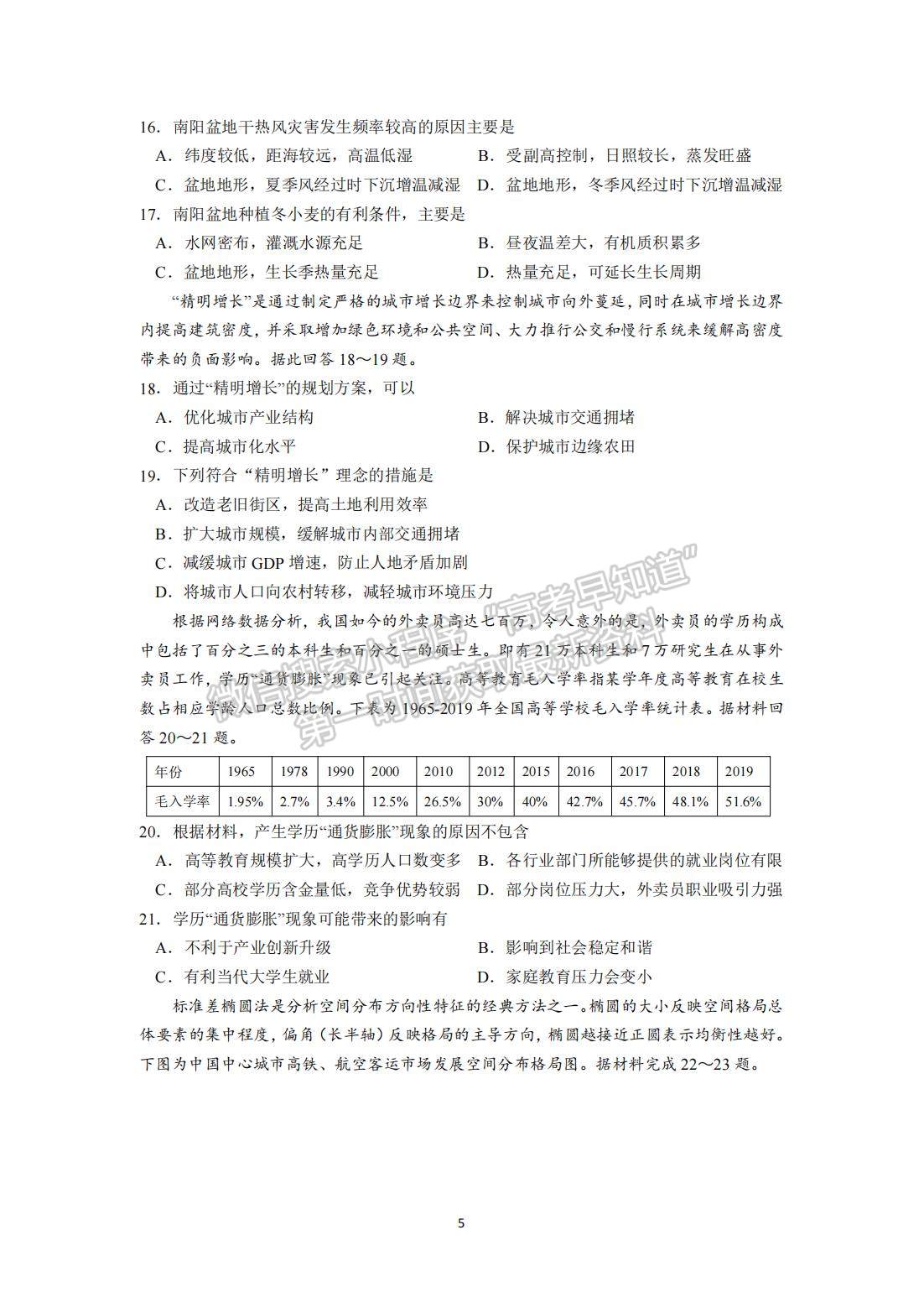 2022屆江蘇省南京市六校聯(lián)合體高三下學(xué)期期初調(diào)研測(cè)試地理試題及答案