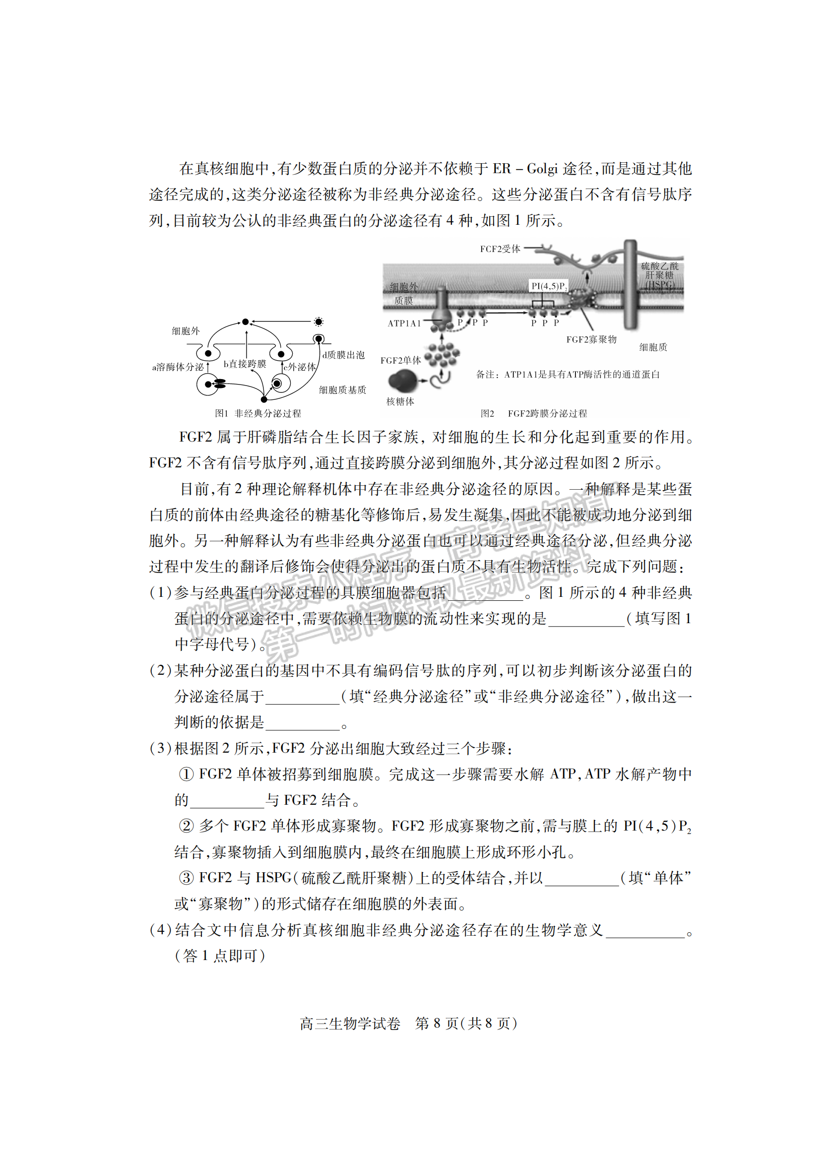 2022湖北七市（州）3月聯(lián)考生物試卷及答案