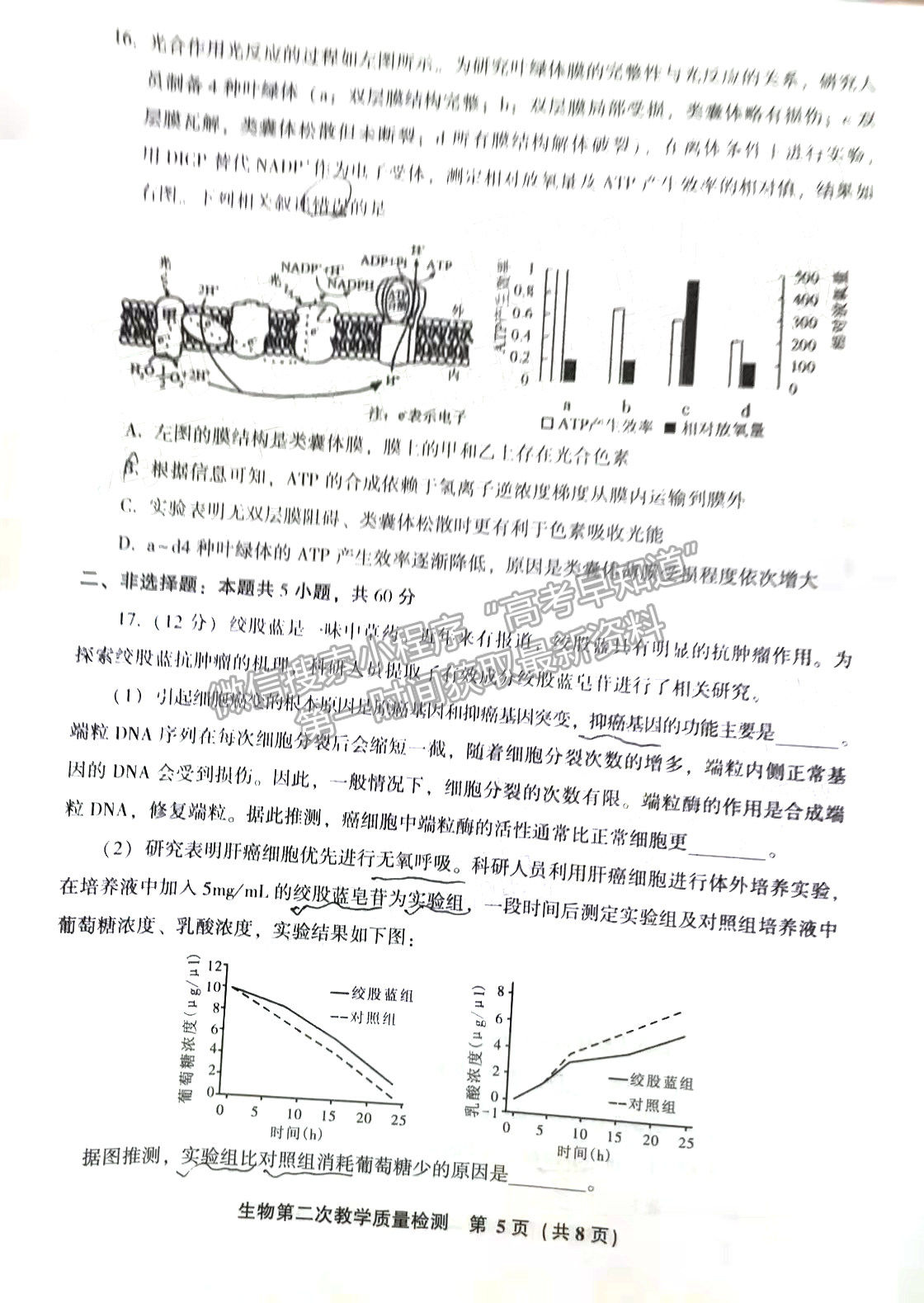 2022年3月漳州高三市質(zhì)檢生物試卷答案