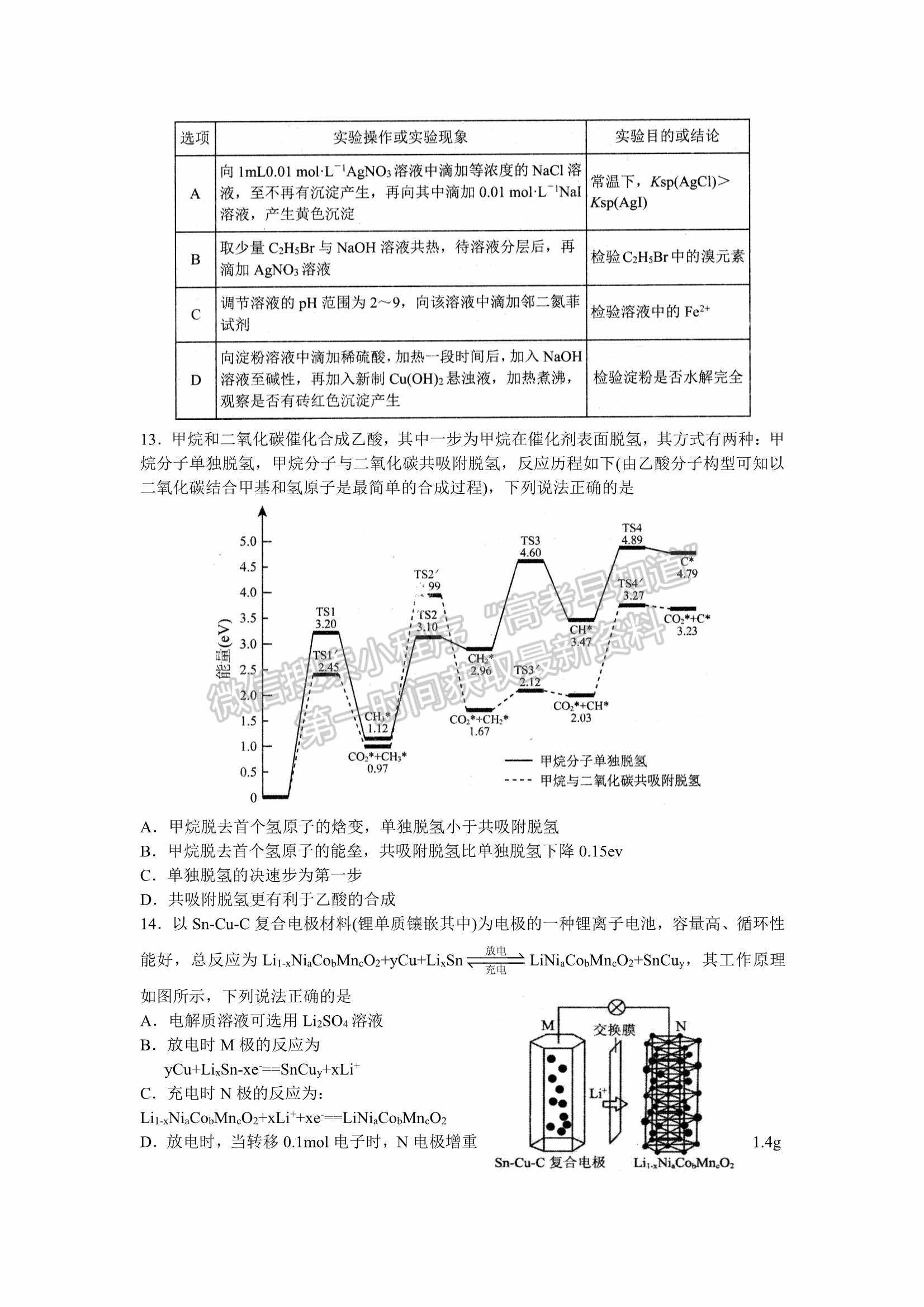 山東省日照市2022屆高三模擬考試（一模）化學(xué)試題及參考答案