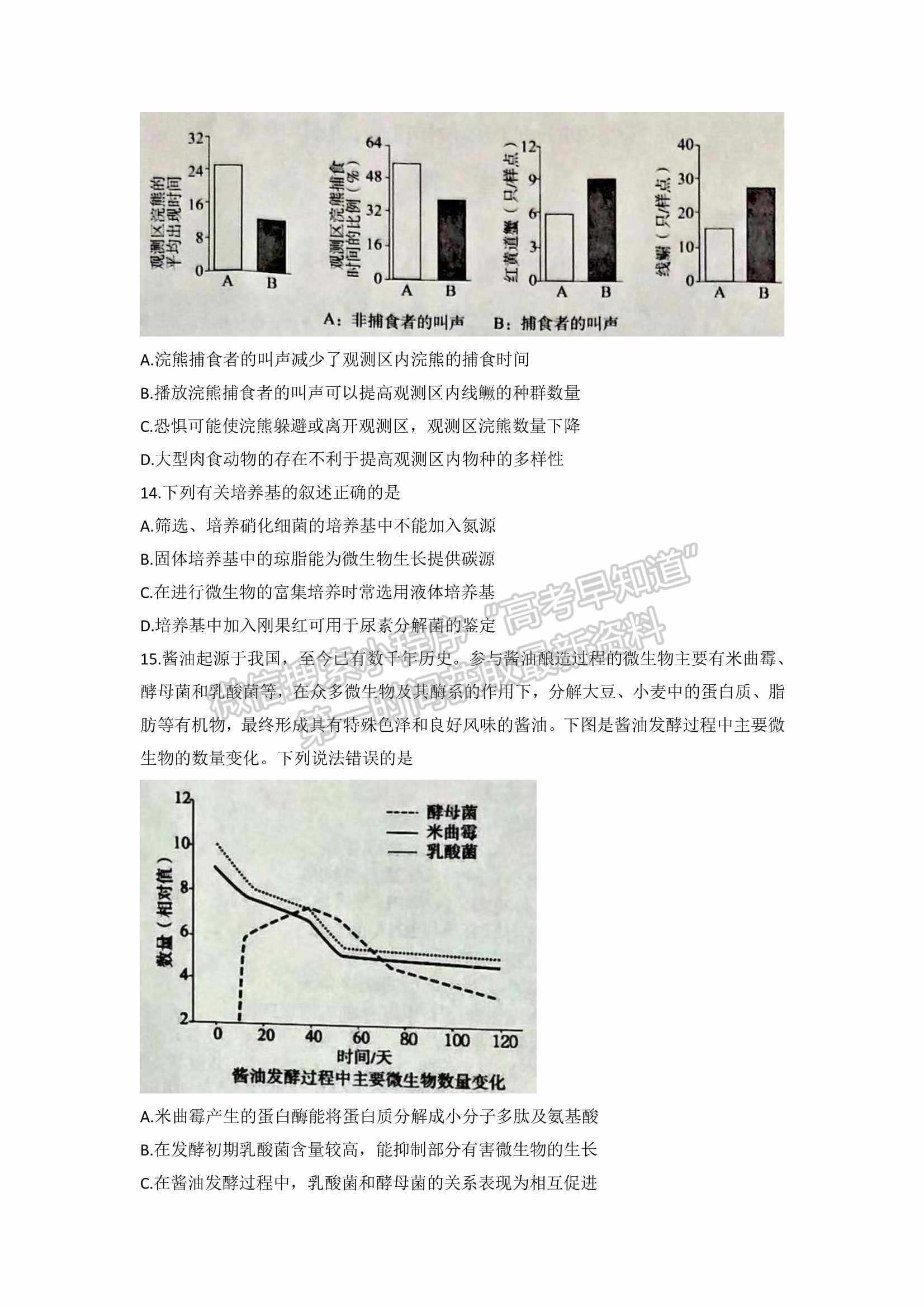 2022山東淄博一模生物試題及參考答案