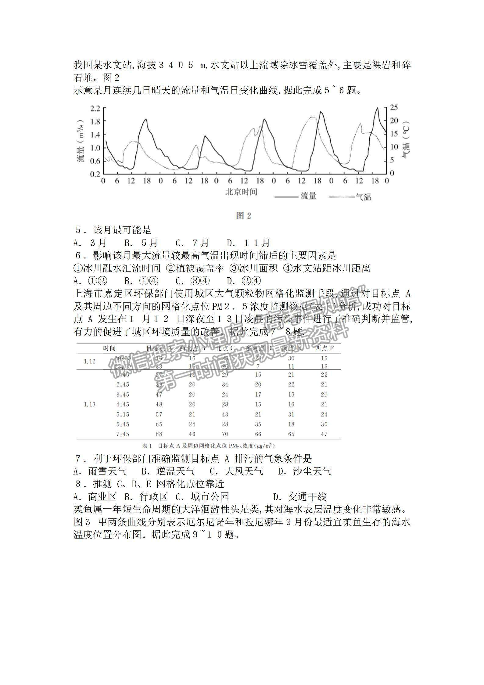 濟(jì)南市2022年1月高三年級(jí)學(xué)情檢測(cè)地理試題及答案