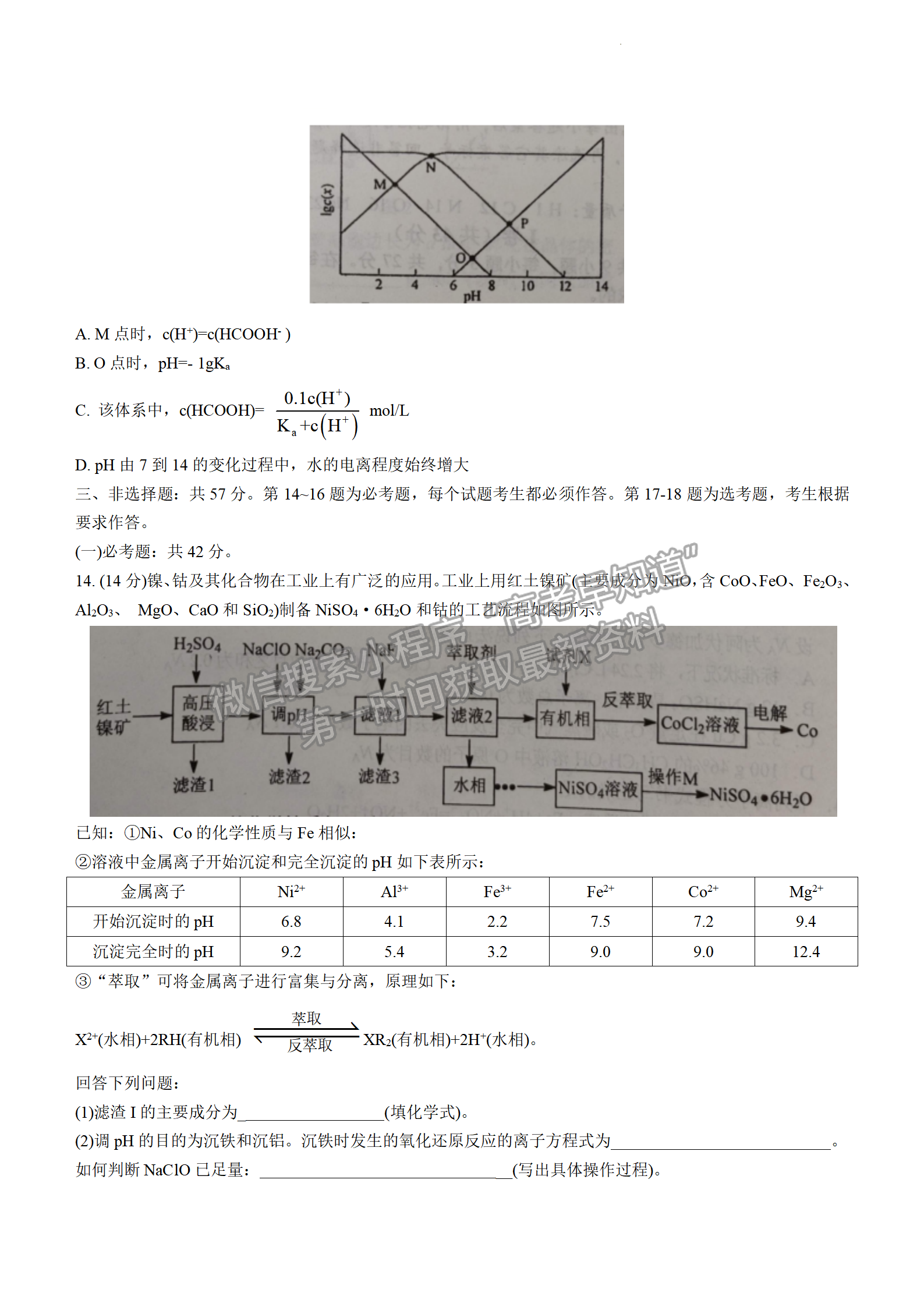 2022年3月唐山市高三一?；瘜W(xué)試卷答案