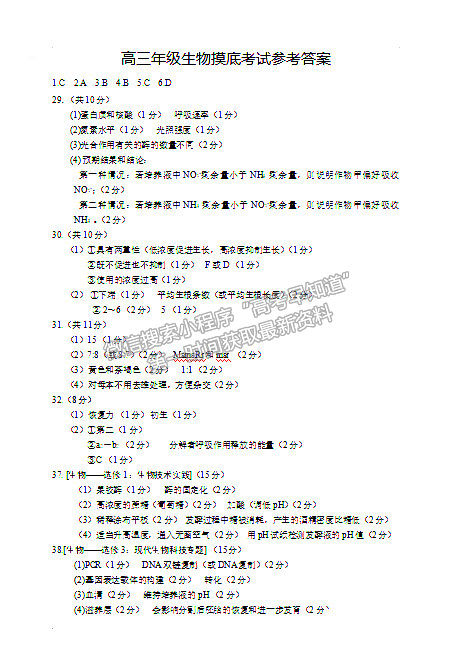 2021年江西省贛州市高三下學期一模理綜試卷及參考答案 