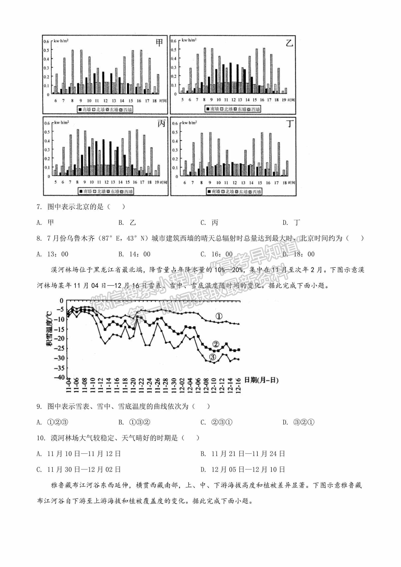 2022山東淄博一模地理試題及參考答案