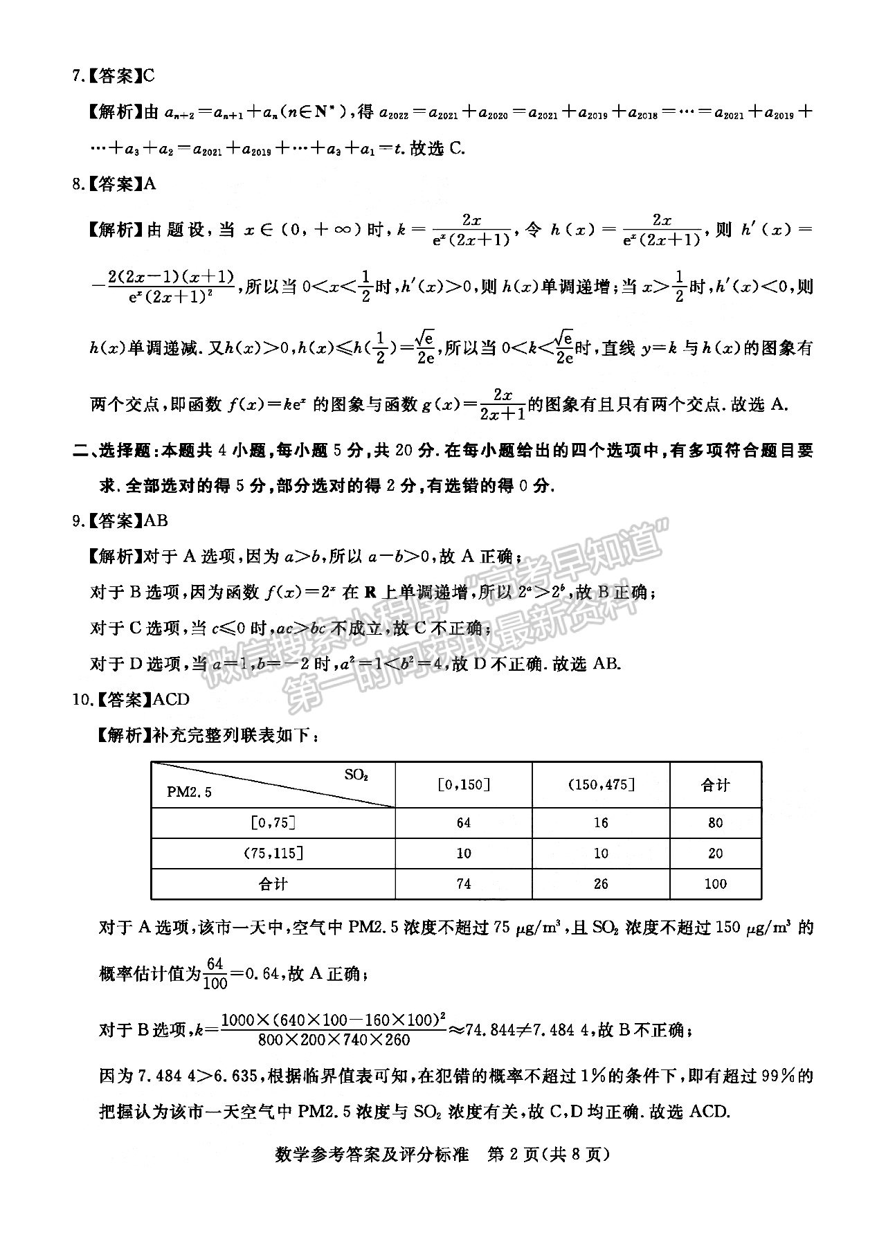 2022湛江一模數(shù)學(xué)試題及參考答案