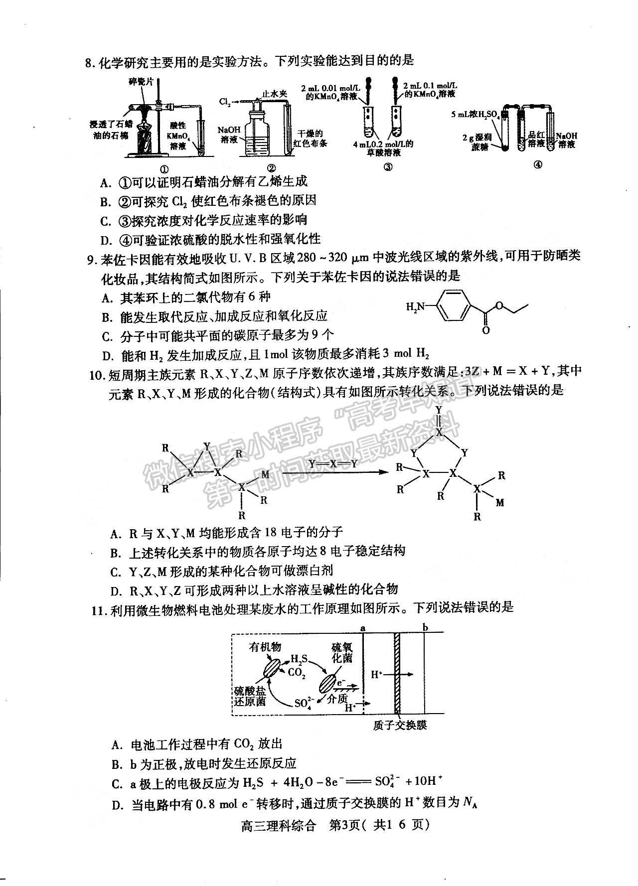 2022許昌/平頂山/濟(jì)源二模理綜試卷及參考答案