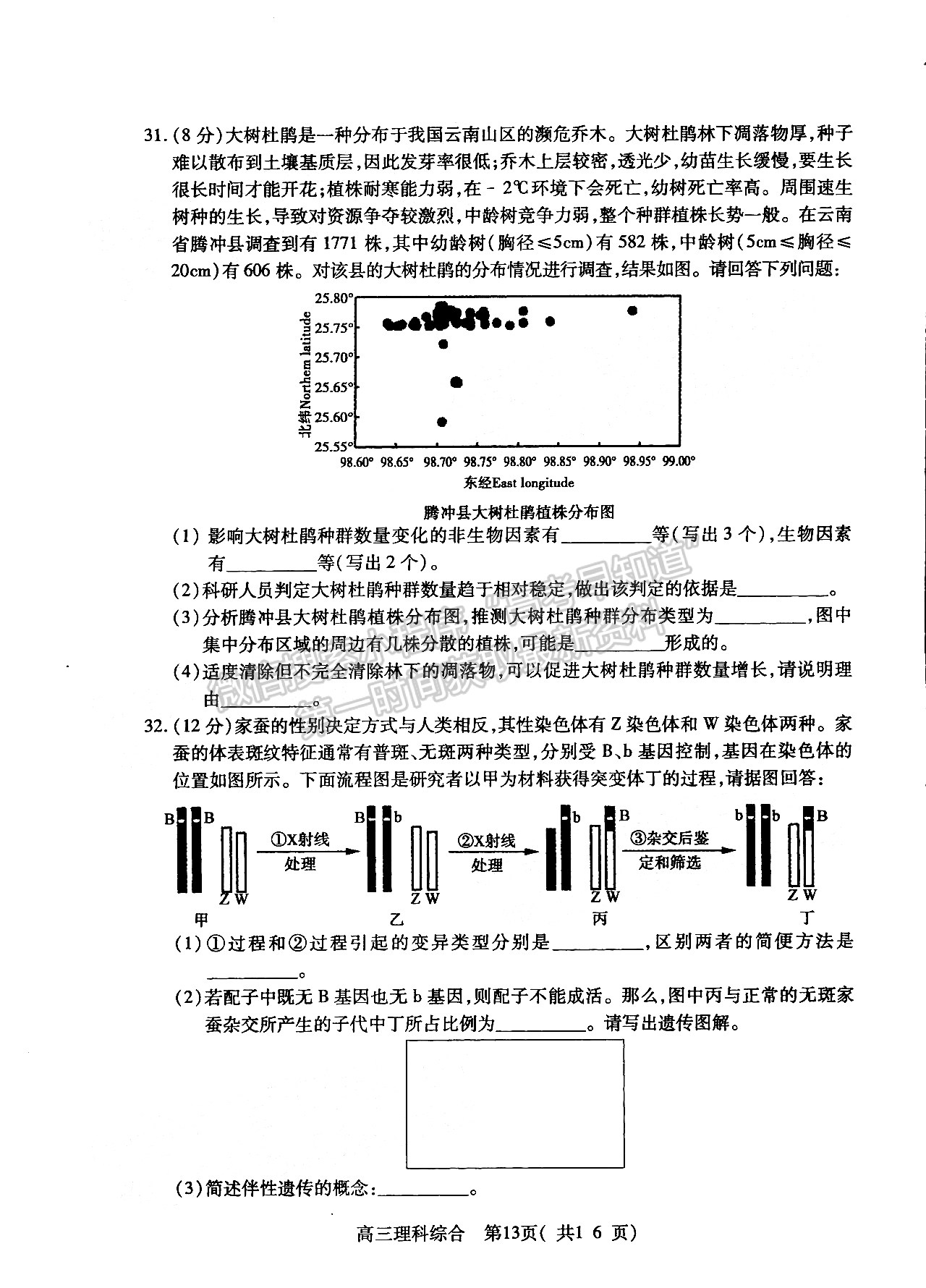 2022許昌/平頂山/濟源二模理綜試卷及參考答案