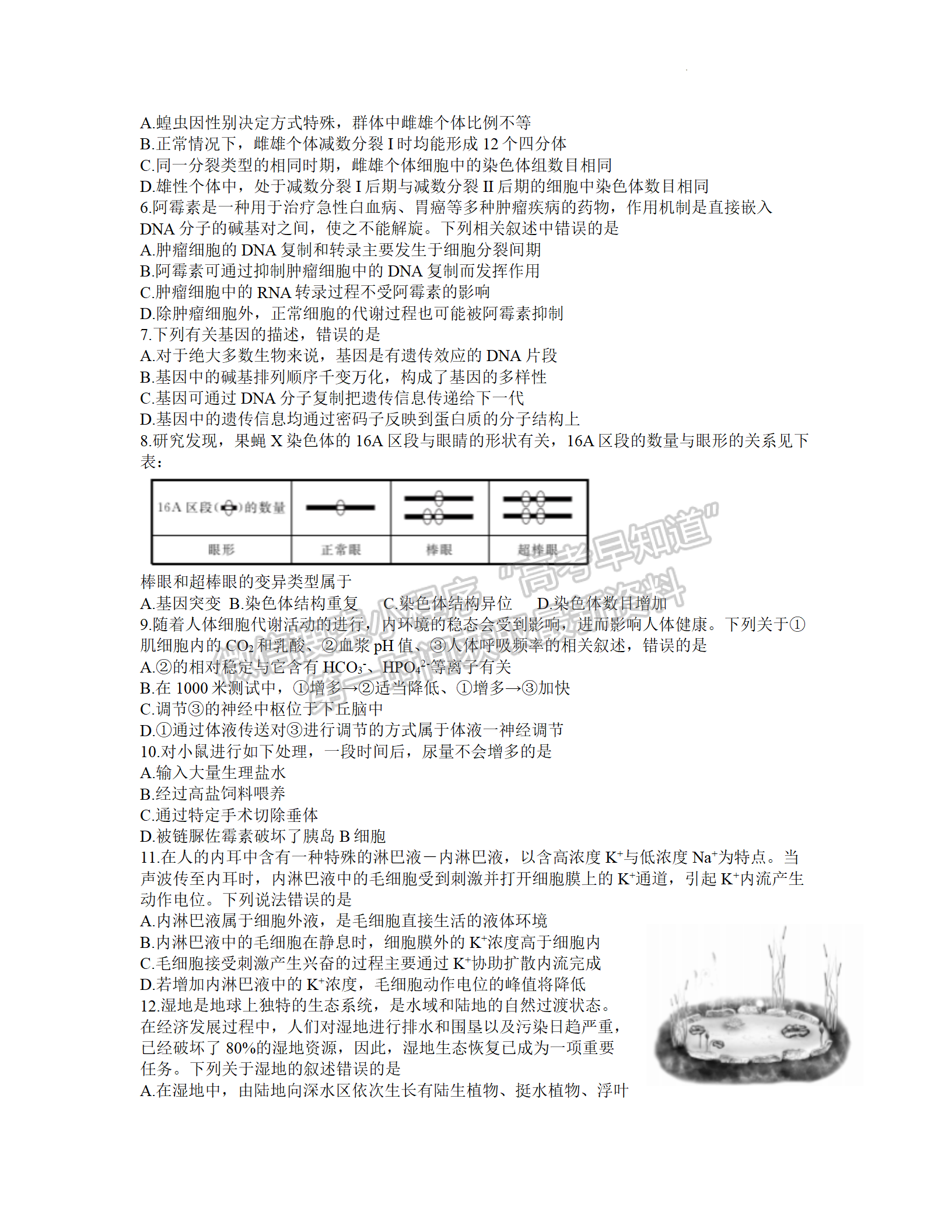 2022肇慶三模生物試題及答案