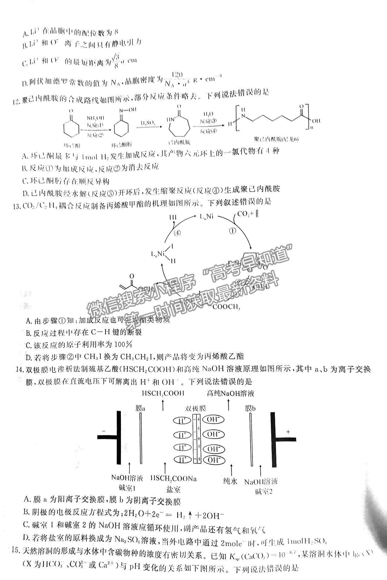 2022屆八省T8聯考高三第二次聯考（湖南）化學試題及參考答案