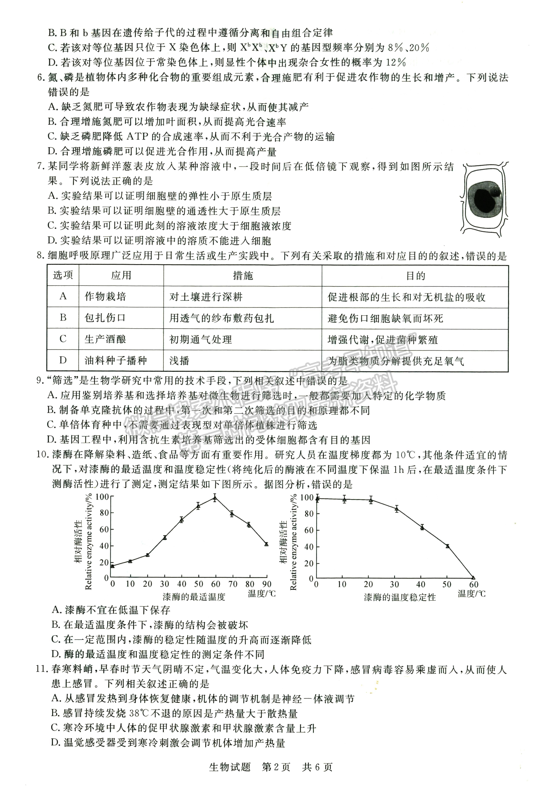 2022屆八省T8聯(lián)考高三第二次聯(lián)考生物試題及參考答案