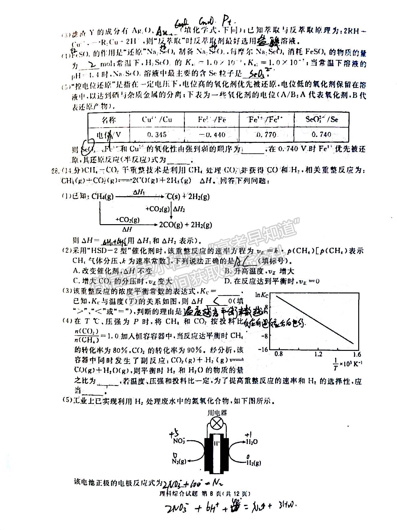 2022四川省九市二診理科綜合試題及答案