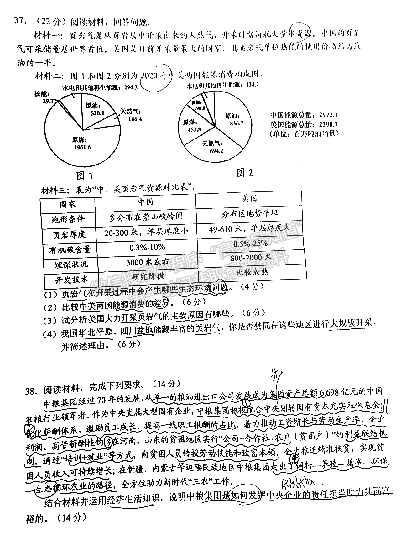 2022鷹潭3月高三第一次聯考文綜試題及參考答案 