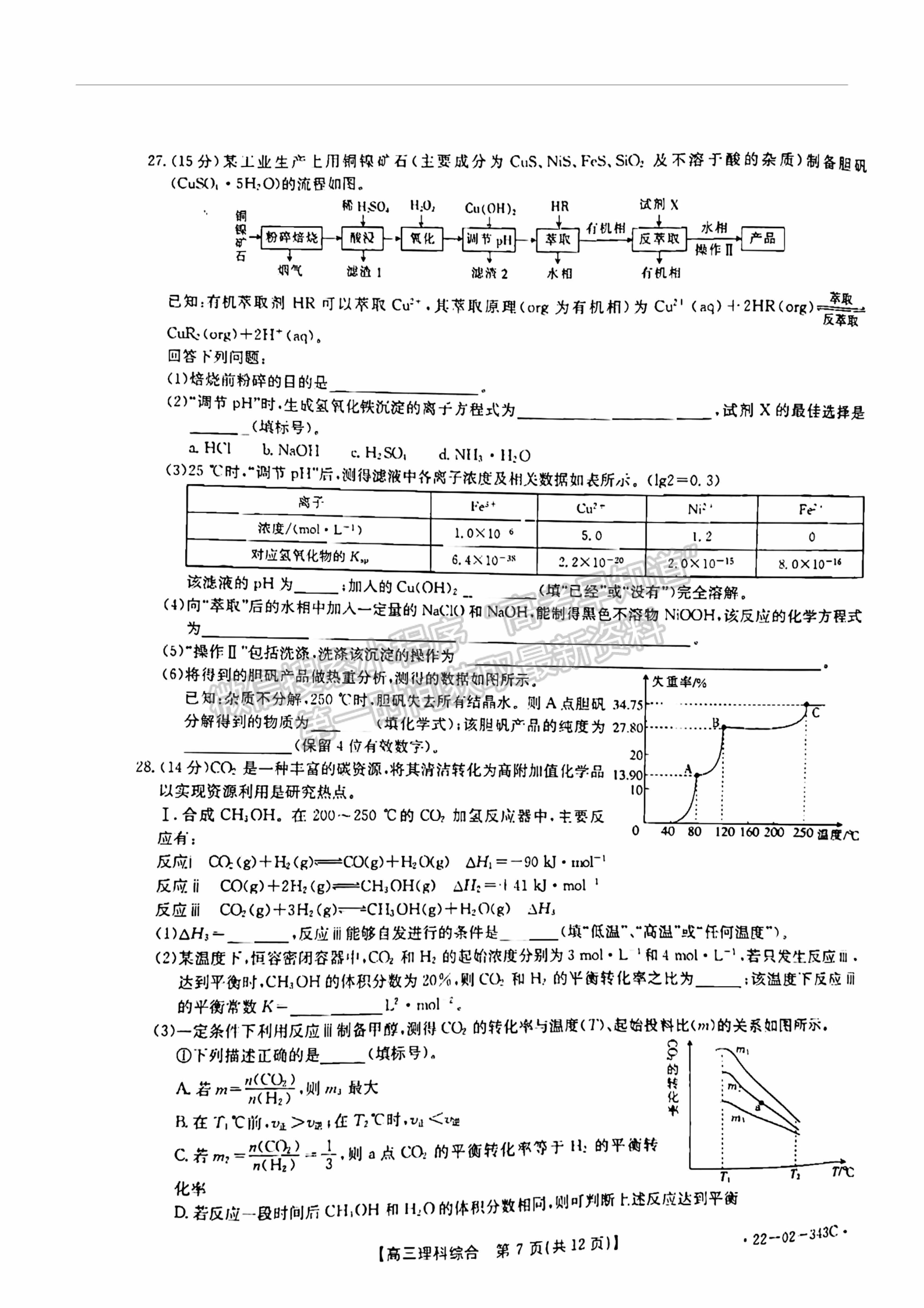 2022新鄉(xiāng)高三二模理綜試卷及參考答案