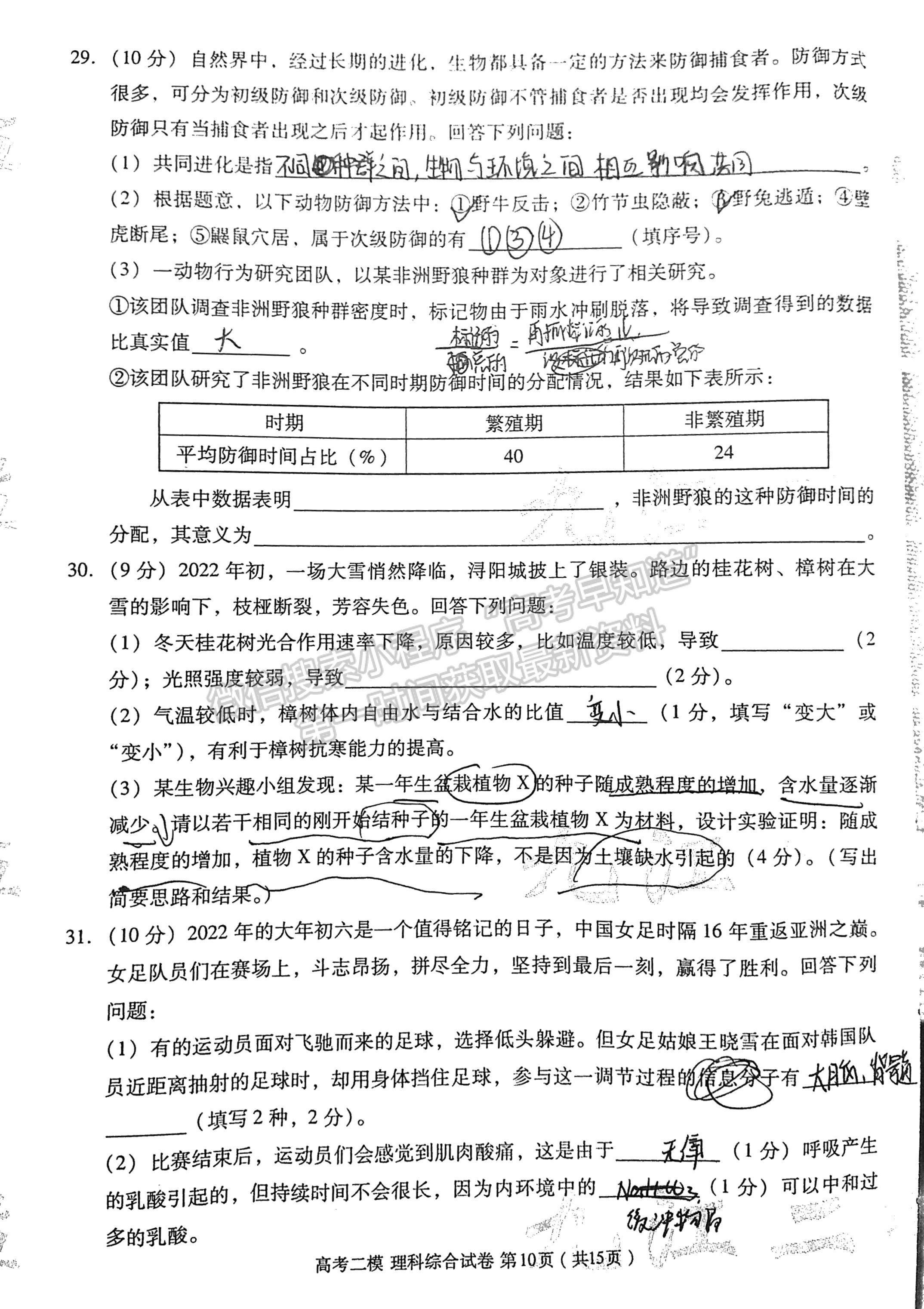 九江市2022年第二次高考模擬統(tǒng)一考試?yán)砭C試卷及參考答案