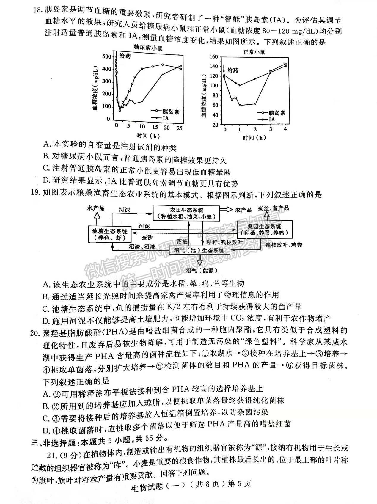 2022屆山東省聊城市高三一模生物試題及參考答案